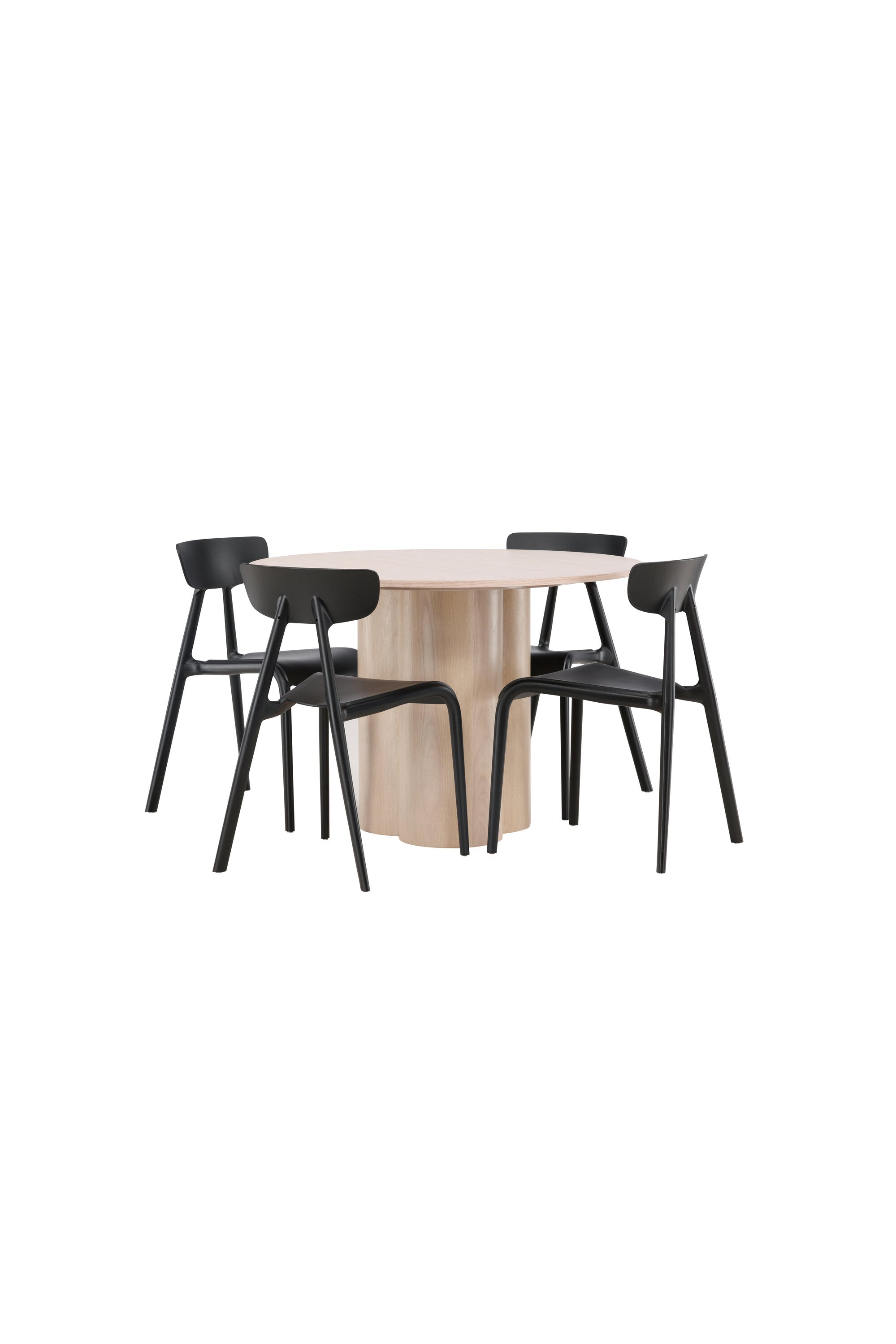 Olivia Esszimmer Set + Ursholmen ⌀110cm/4St. in Natur / Schwarz präsentiert im Onlineshop von KAQTU Design AG. Esszimmerset ist von Venture Home