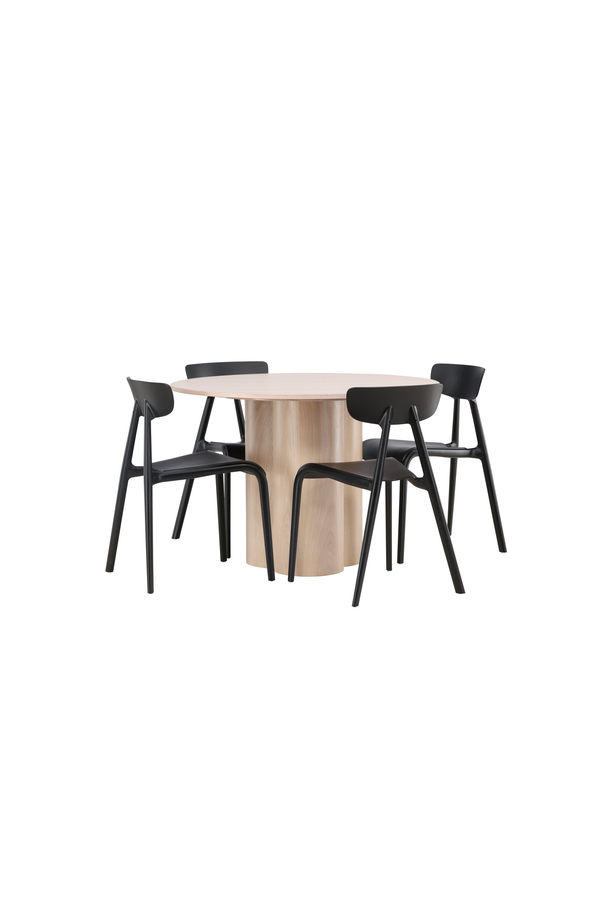 Olivia Esszimmer Set + Ursholmen ⌀110cm/4St. in Natur / Schwarz präsentiert im Onlineshop von KAQTU Design AG. Esszimmerset ist von Venture Home