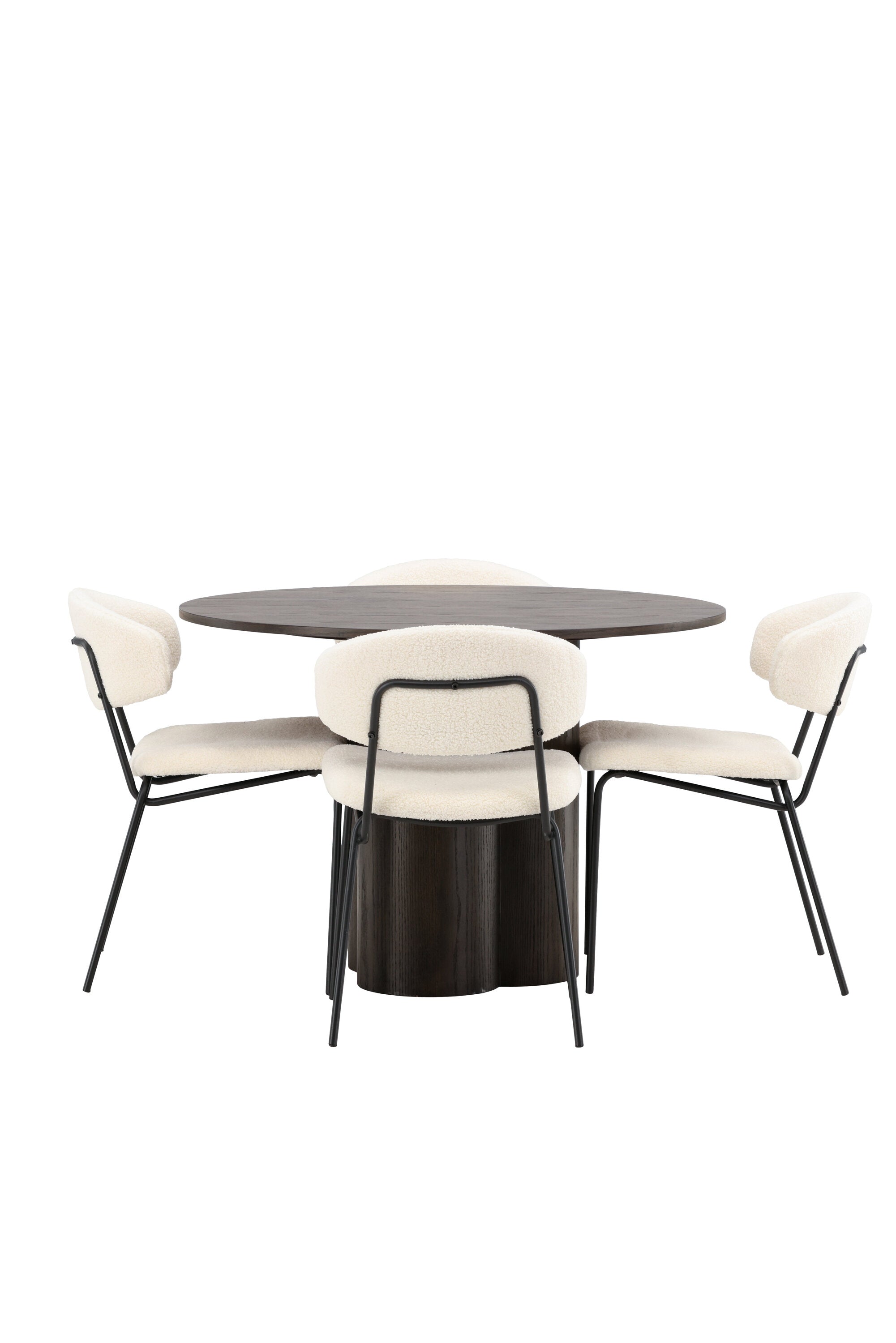 Olivia Esszimmer Set + Chico ⌀110cm/4St. in Braun / Weiss präsentiert im Onlineshop von KAQTU Design AG. Esszimmerset ist von Venture Home