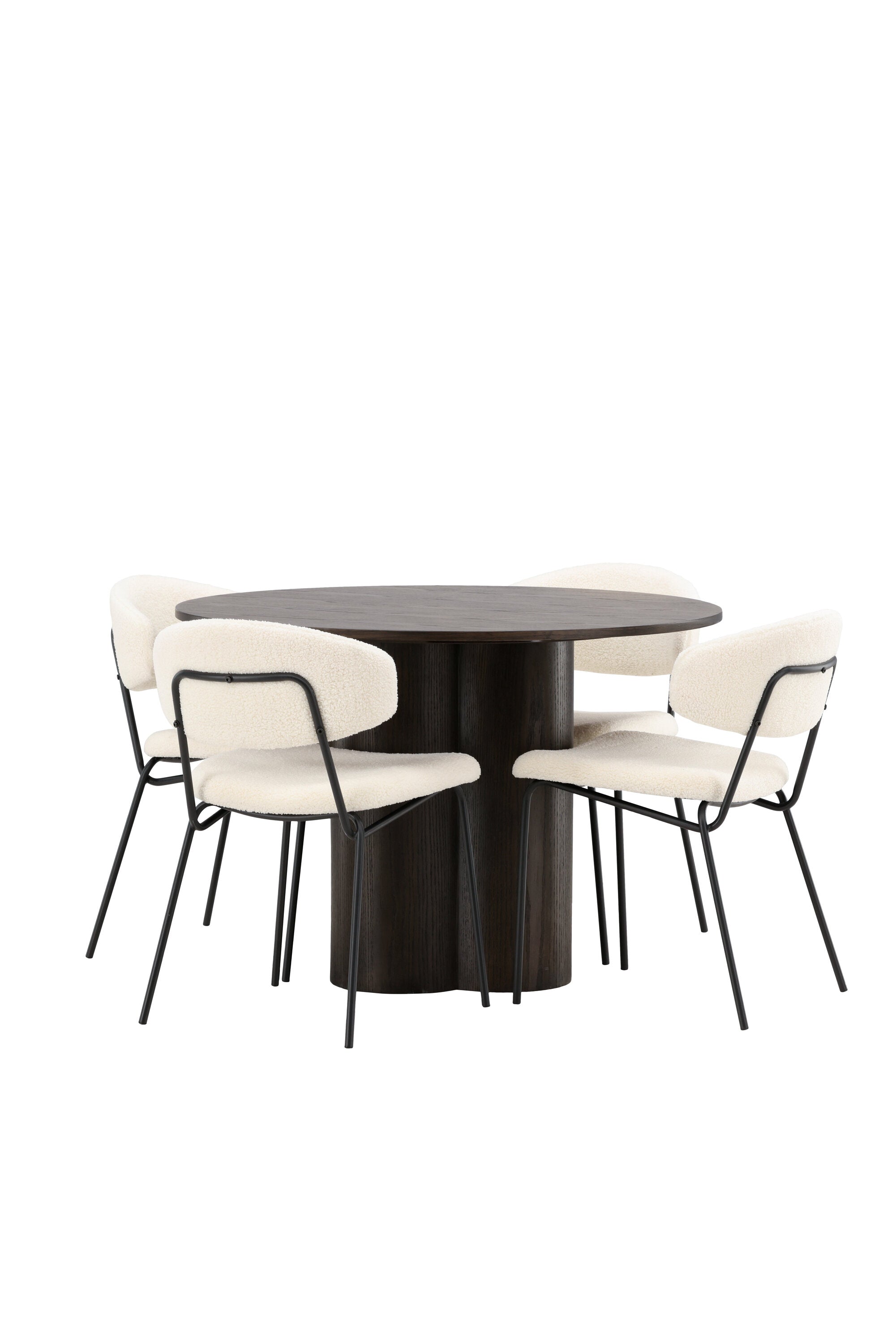 Olivia Esszimmer Set + Chico ⌀110cm/4St. in Braun / Weiss präsentiert im Onlineshop von KAQTU Design AG. Esszimmerset ist von Venture Home