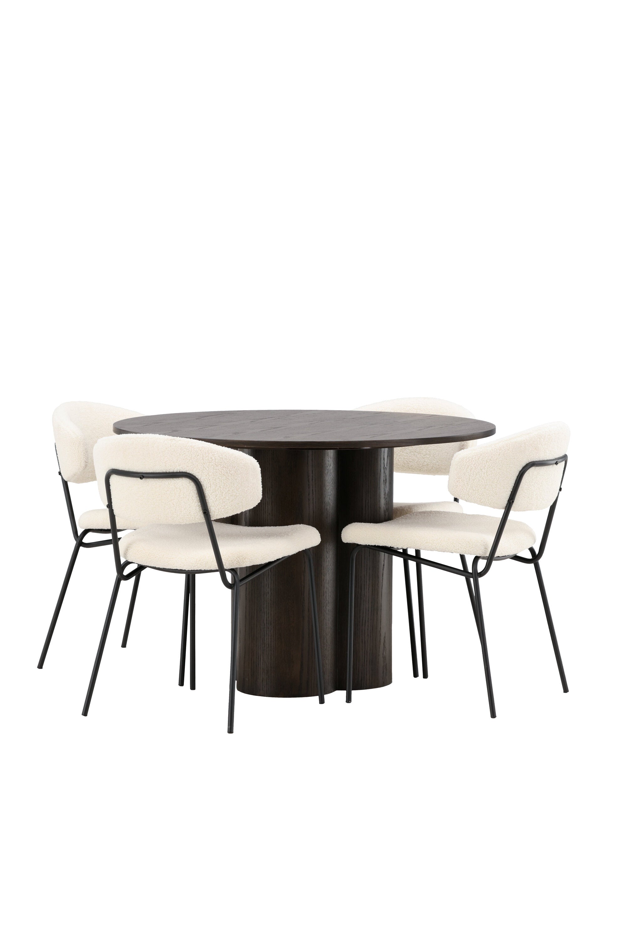 Olivia Esszimmer Set + Chico ⌀110cm/4St. in Braun / Weiss präsentiert im Onlineshop von KAQTU Design AG. Esszimmerset ist von Venture Home