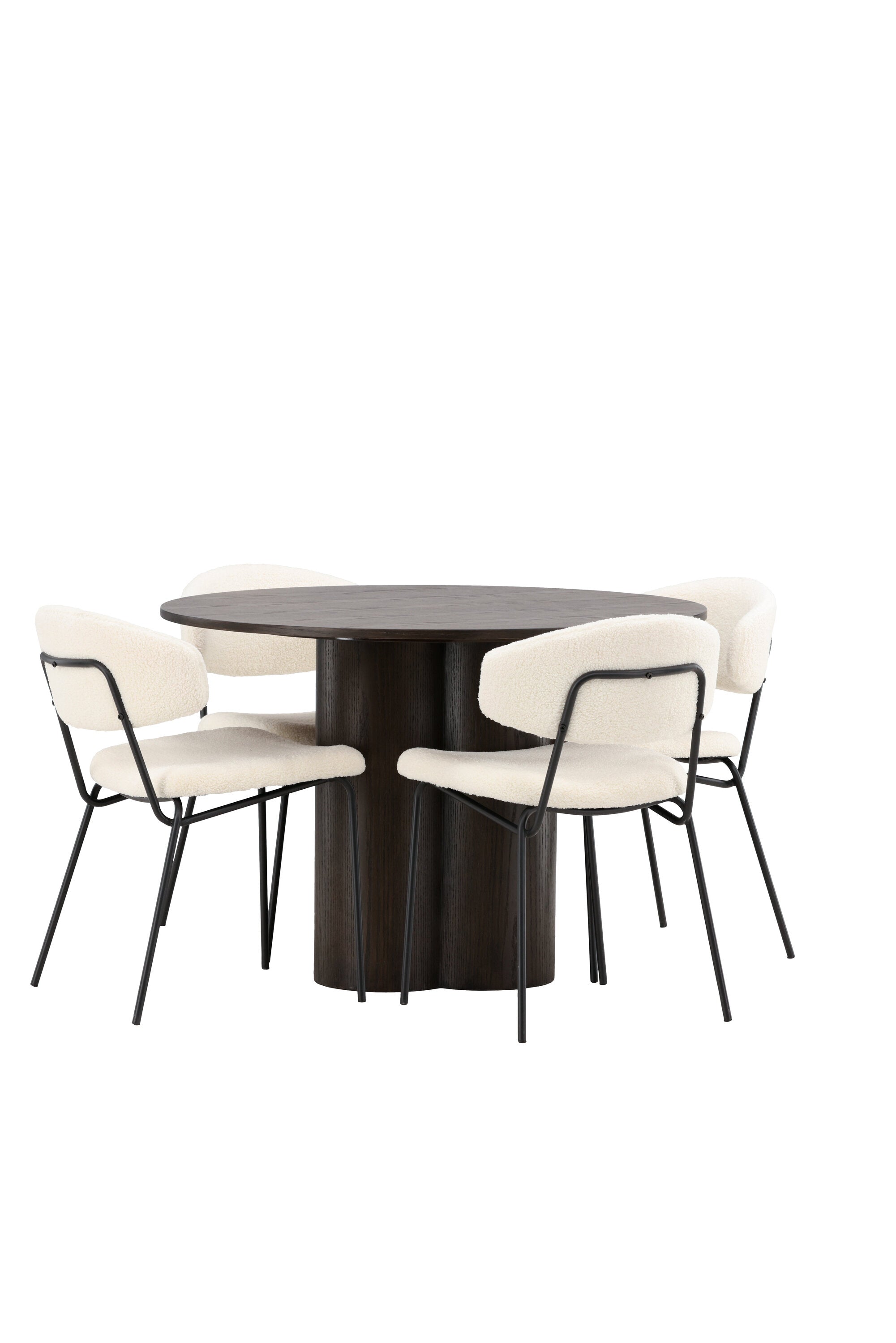 Olivia Esszimmer Set + Chico ⌀110cm/4St. in Braun / Weiss präsentiert im Onlineshop von KAQTU Design AG. Esszimmerset ist von Venture Home