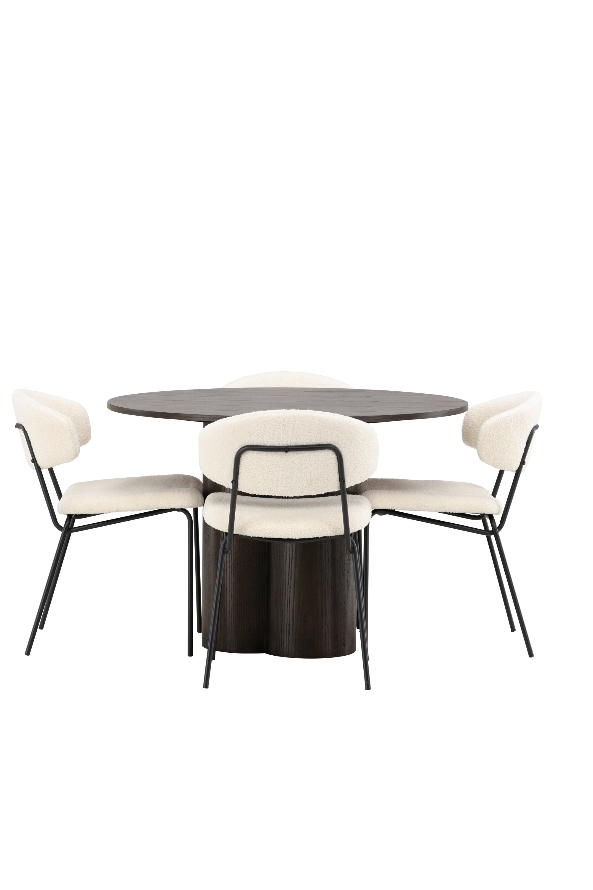 Olivia Esszimmer Set + Chico ⌀110cm/4St. in Braun / Weiss präsentiert im Onlineshop von KAQTU Design AG. Esszimmerset ist von Venture Home