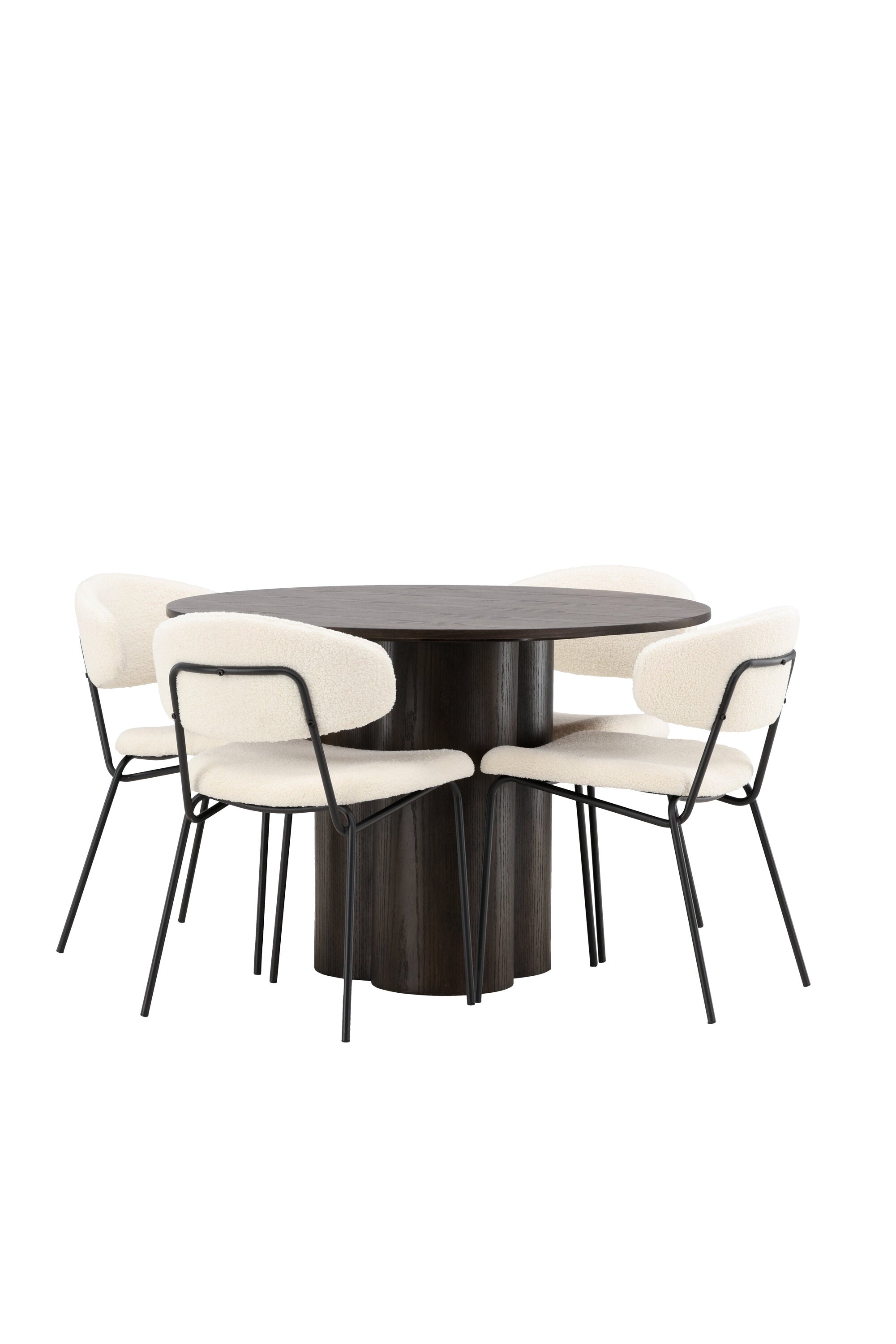 Olivia Esszimmer Set + Chico ⌀110cm/4St. in Braun / Weiss präsentiert im Onlineshop von KAQTU Design AG. Esszimmerset ist von Venture Home