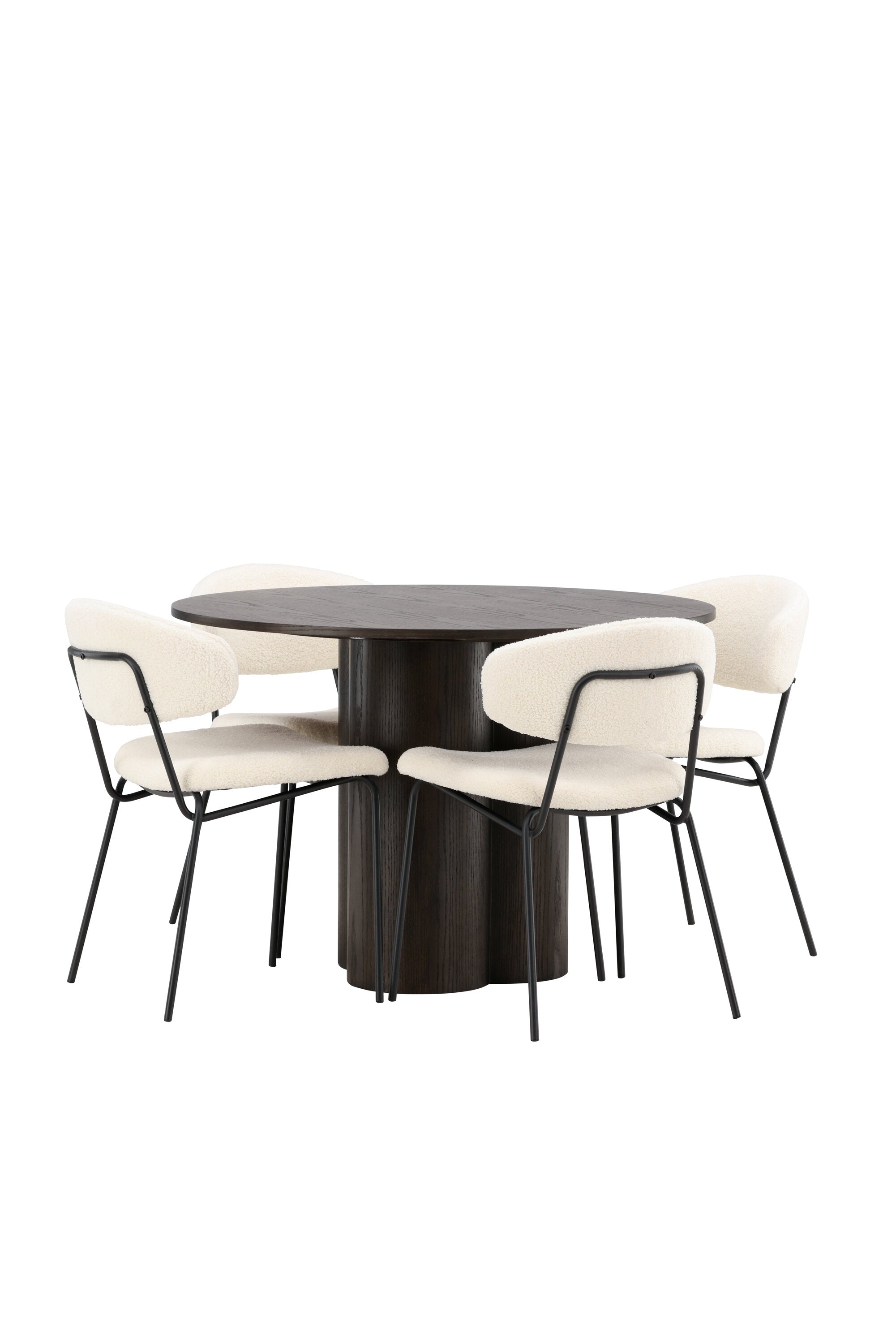 Olivia Esszimmer Set + Chico ⌀110cm/4St. in Braun / Weiss präsentiert im Onlineshop von KAQTU Design AG. Esszimmerset ist von Venture Home