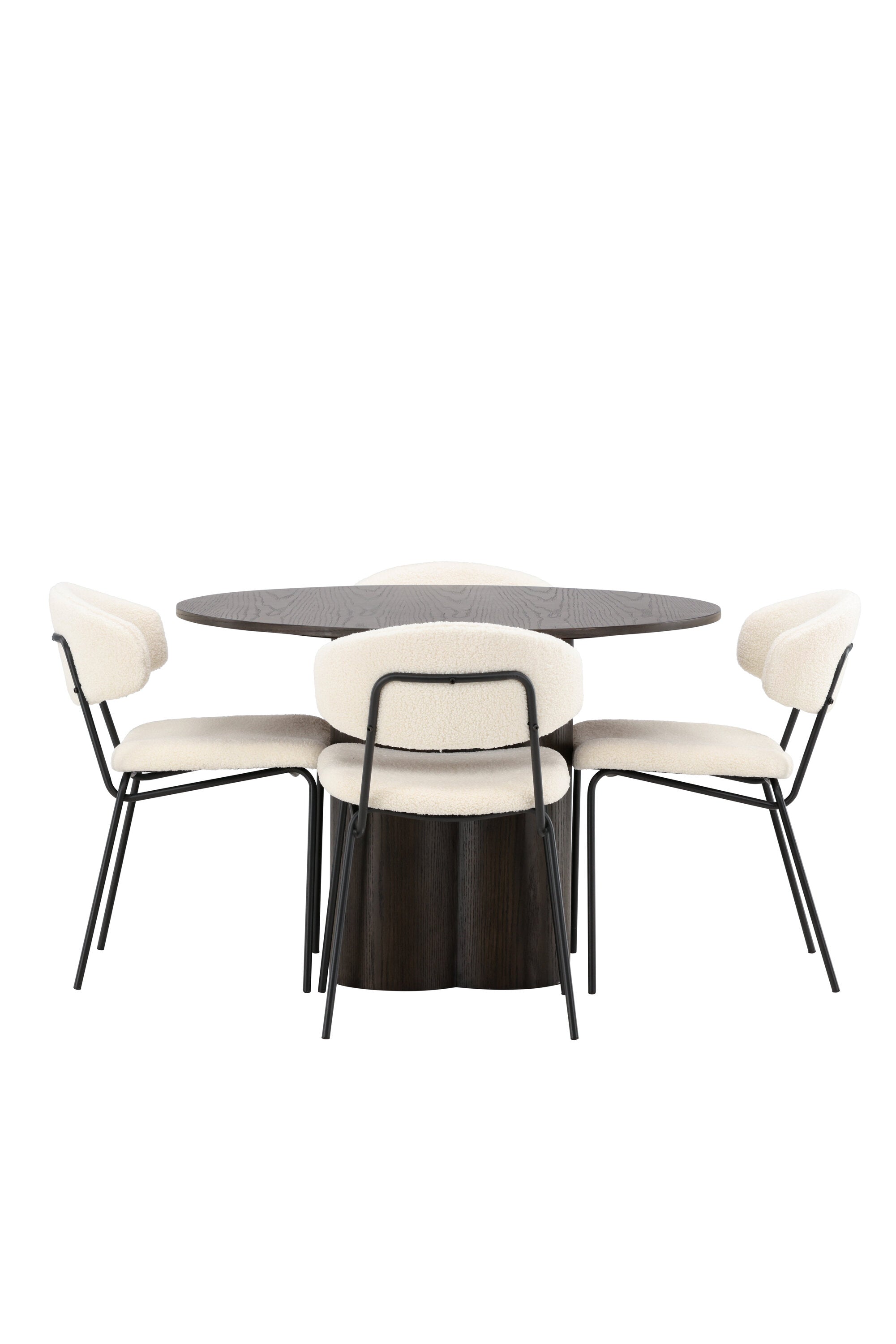 Olivia Esszimmer Set + Chico ⌀110cm/4St. in Braun / Weiss präsentiert im Onlineshop von KAQTU Design AG. Esszimmerset ist von Venture Home