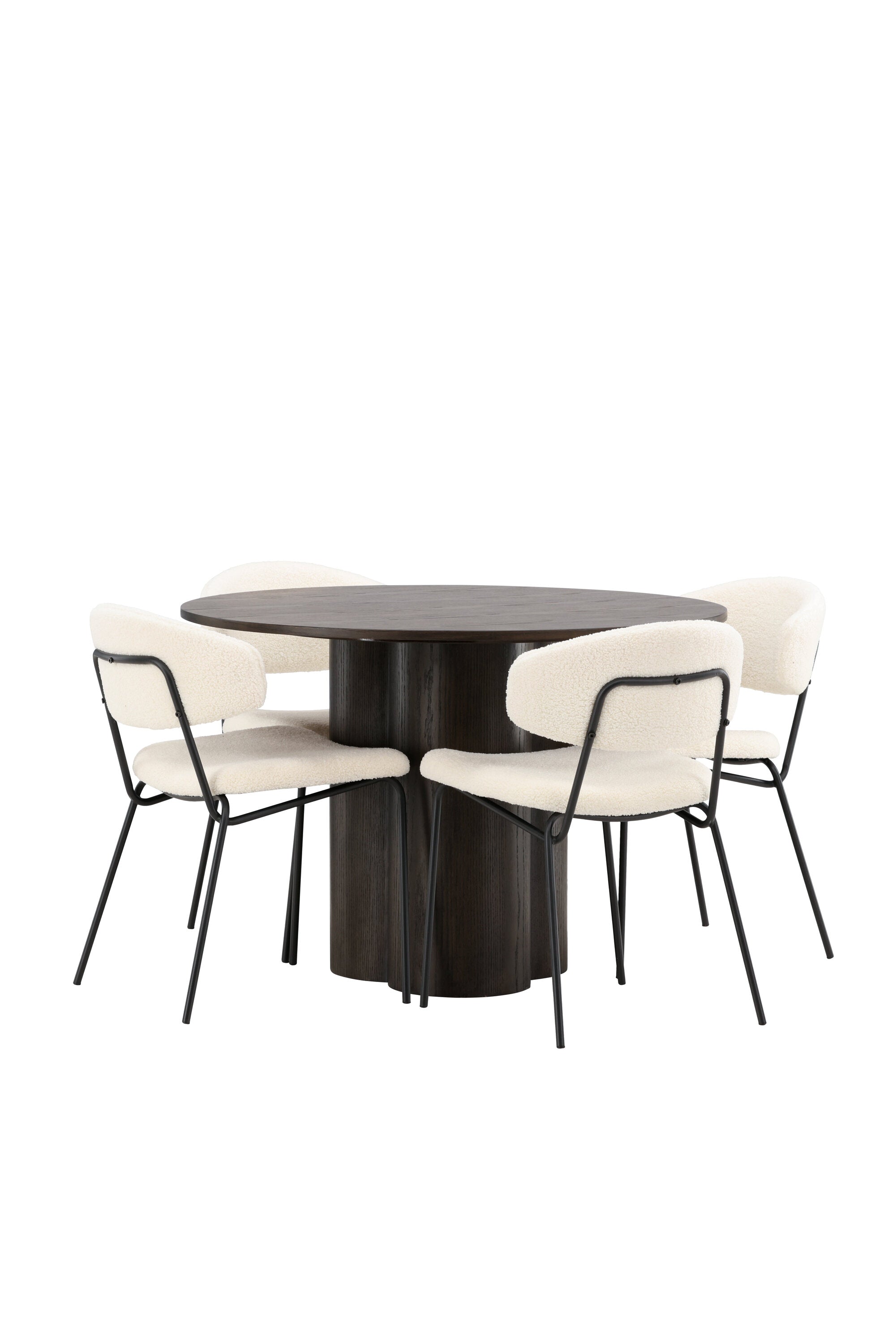 Olivia Esszimmer Set + Chico ⌀110cm/4St. in Braun / Weiss präsentiert im Onlineshop von KAQTU Design AG. Esszimmerset ist von Venture Home