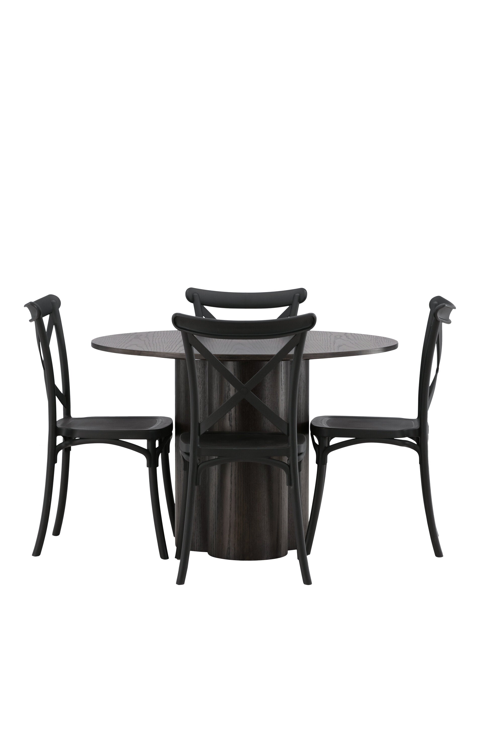 Olivia Esszimmer Set + Crosett ⌀110cm/4St. in Braun / Schwarz präsentiert im Onlineshop von KAQTU Design AG. Esszimmerset ist von Venture Home