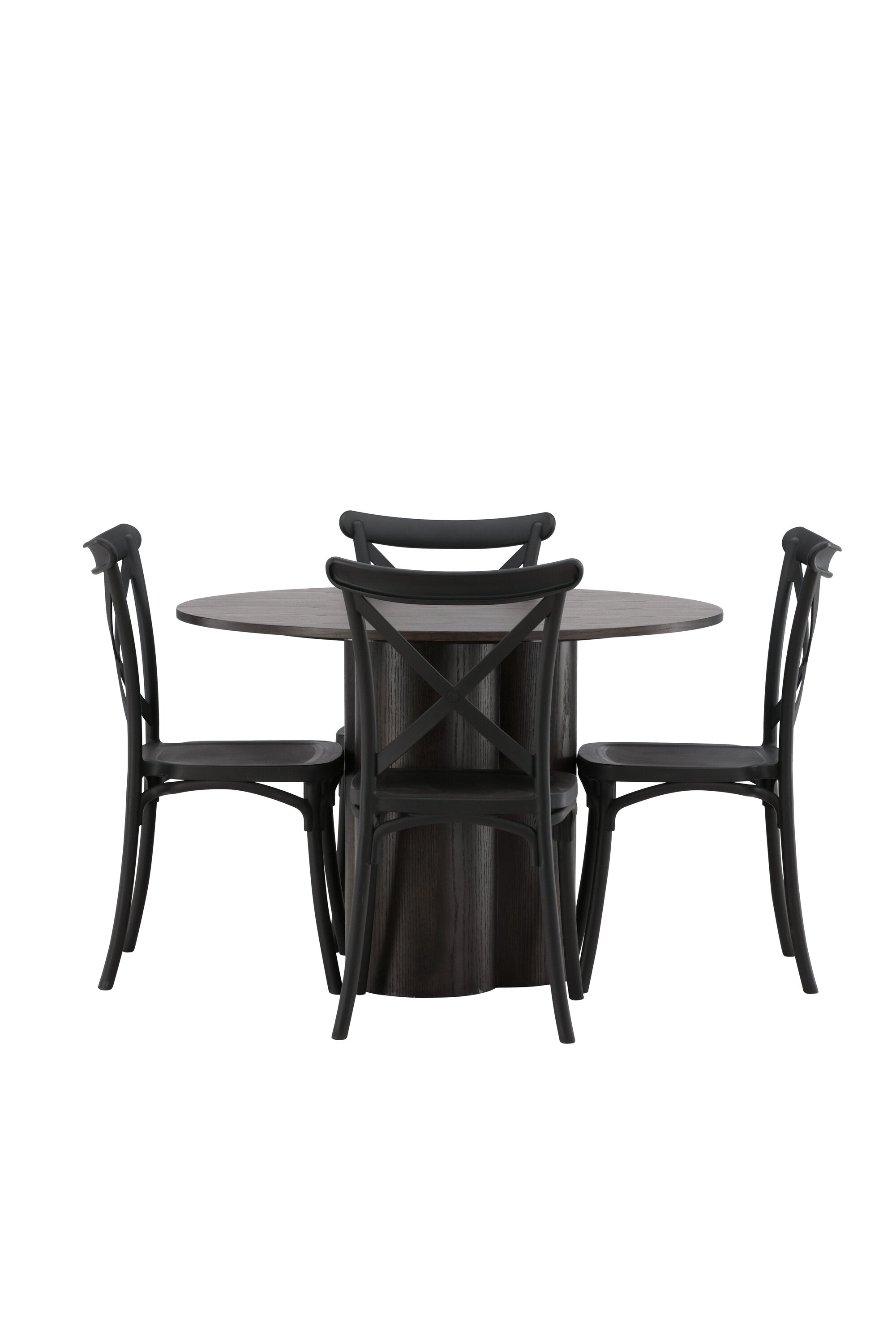 Olivia Esszimmer Set + Crosett ⌀110cm/4St. in Braun / Schwarz präsentiert im Onlineshop von KAQTU Design AG. Esszimmerset ist von Venture Home