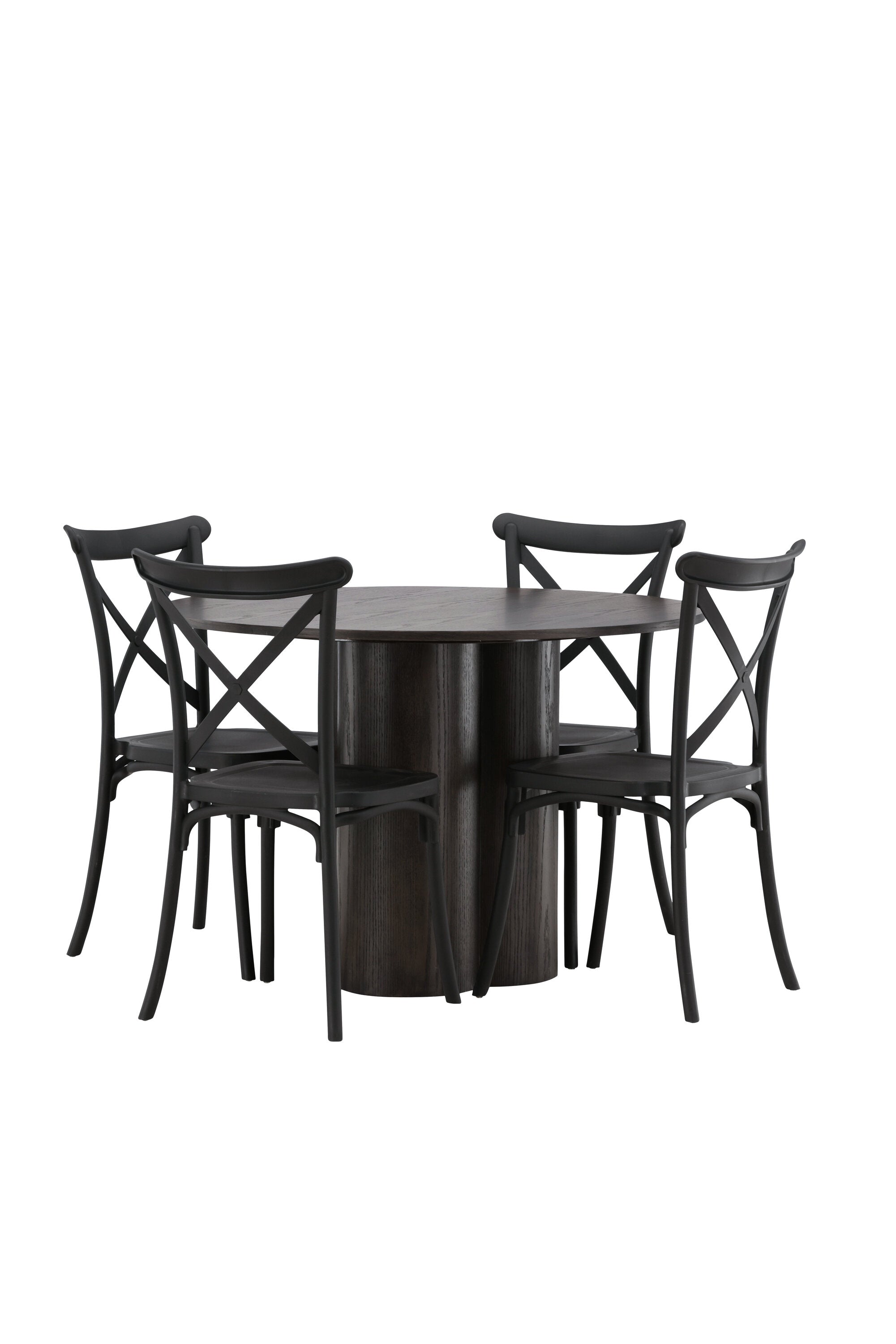Olivia Esszimmer Set + Crosett ⌀110cm/4St. in Braun / Schwarz präsentiert im Onlineshop von KAQTU Design AG. Esszimmerset ist von Venture Home