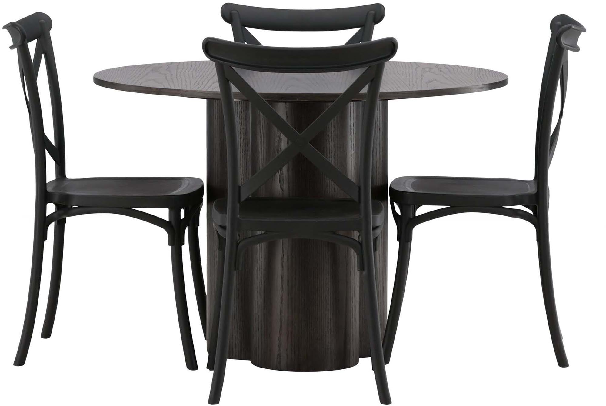 Stilvolles Olivia Esszimmer Set mit rundem Crosett Tisch, 4 Stühle.