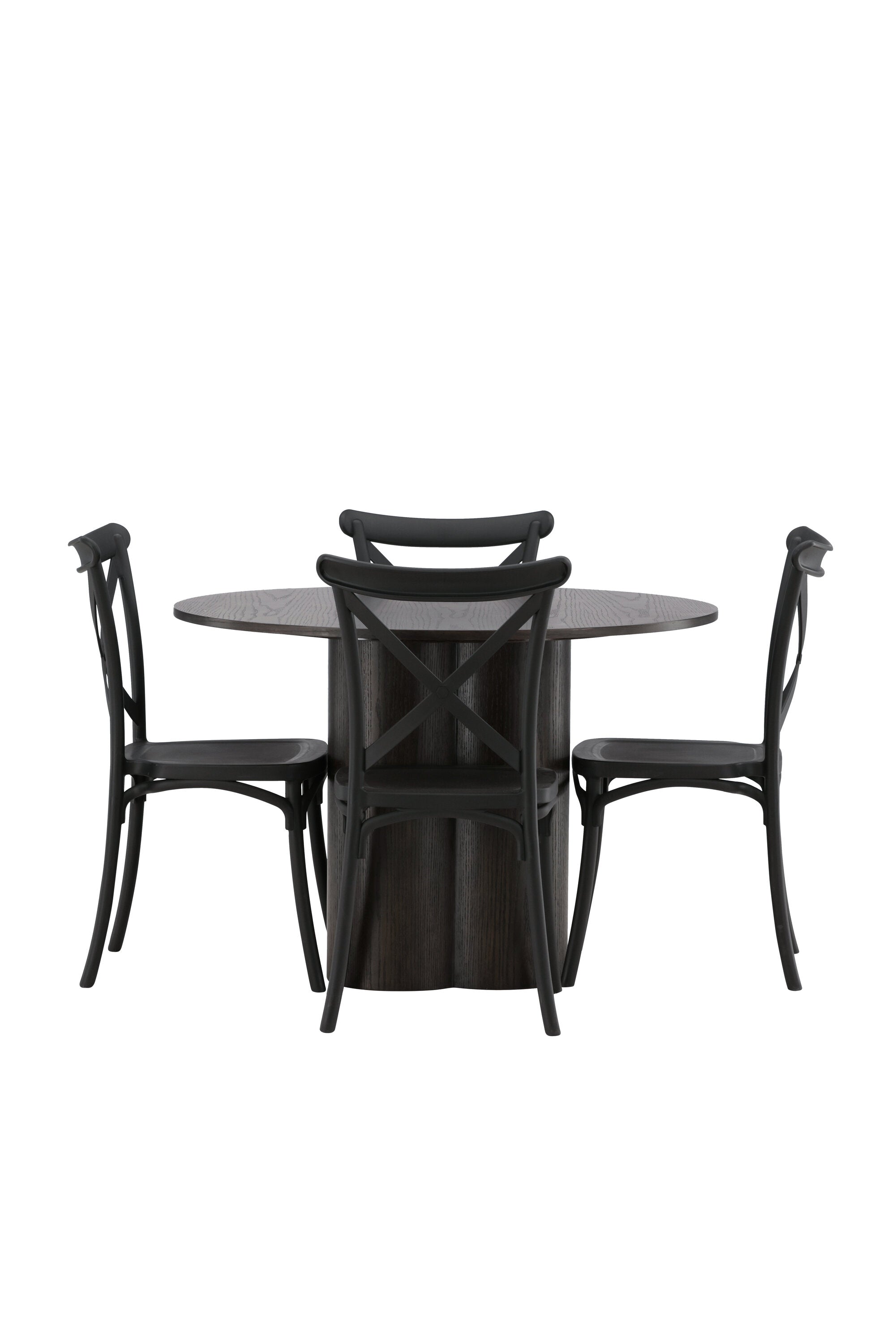 Olivia Esszimmer Set + Crosett ⌀110cm/4St. in Braun / Schwarz präsentiert im Onlineshop von KAQTU Design AG. Esszimmerset ist von Venture Home