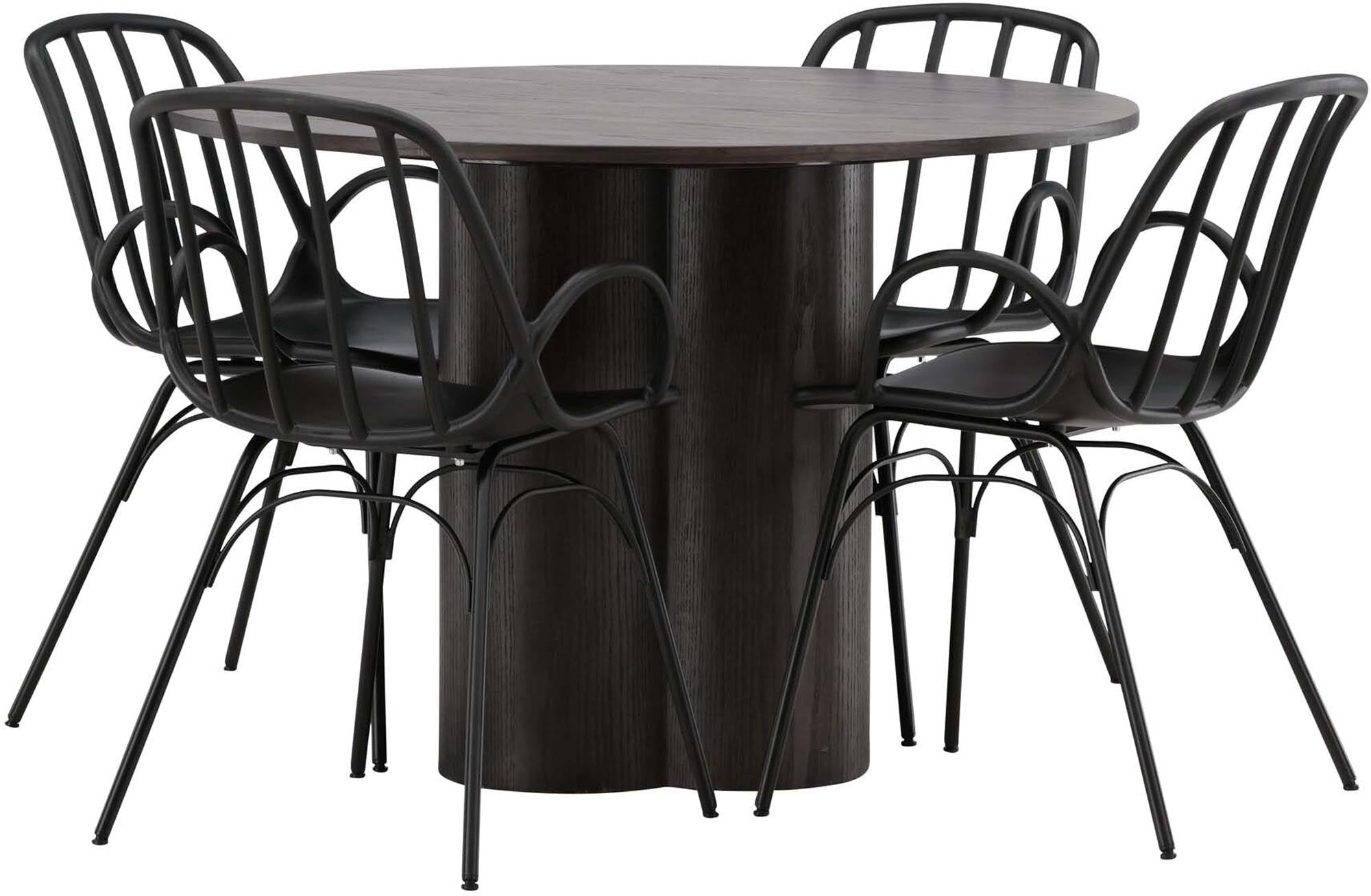 Stilvolles Esszimmerset Olivia mit Dyrön Tisch (110cm) und 4 eleganten Stühlen. Perfekt für ein modernes Zuhause.