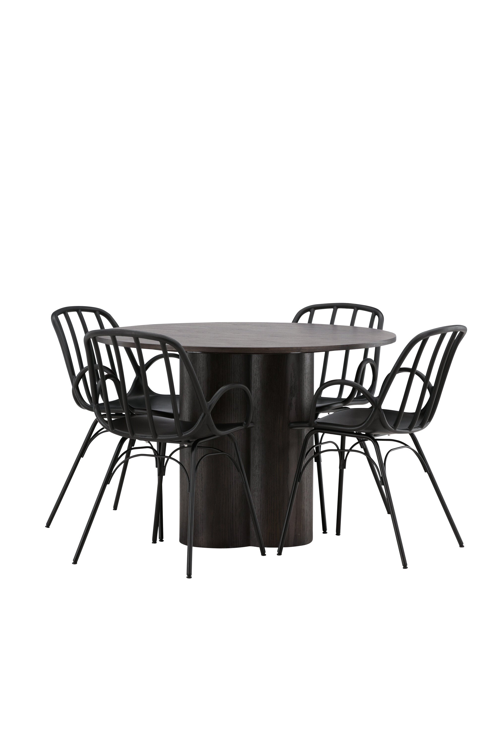 Olivia Esszimmerset + Dyrön ⌀110cm/4St. in Braun / Schwarz präsentiert im Onlineshop von KAQTU Design AG. Esszimmerset ist von Venture Home