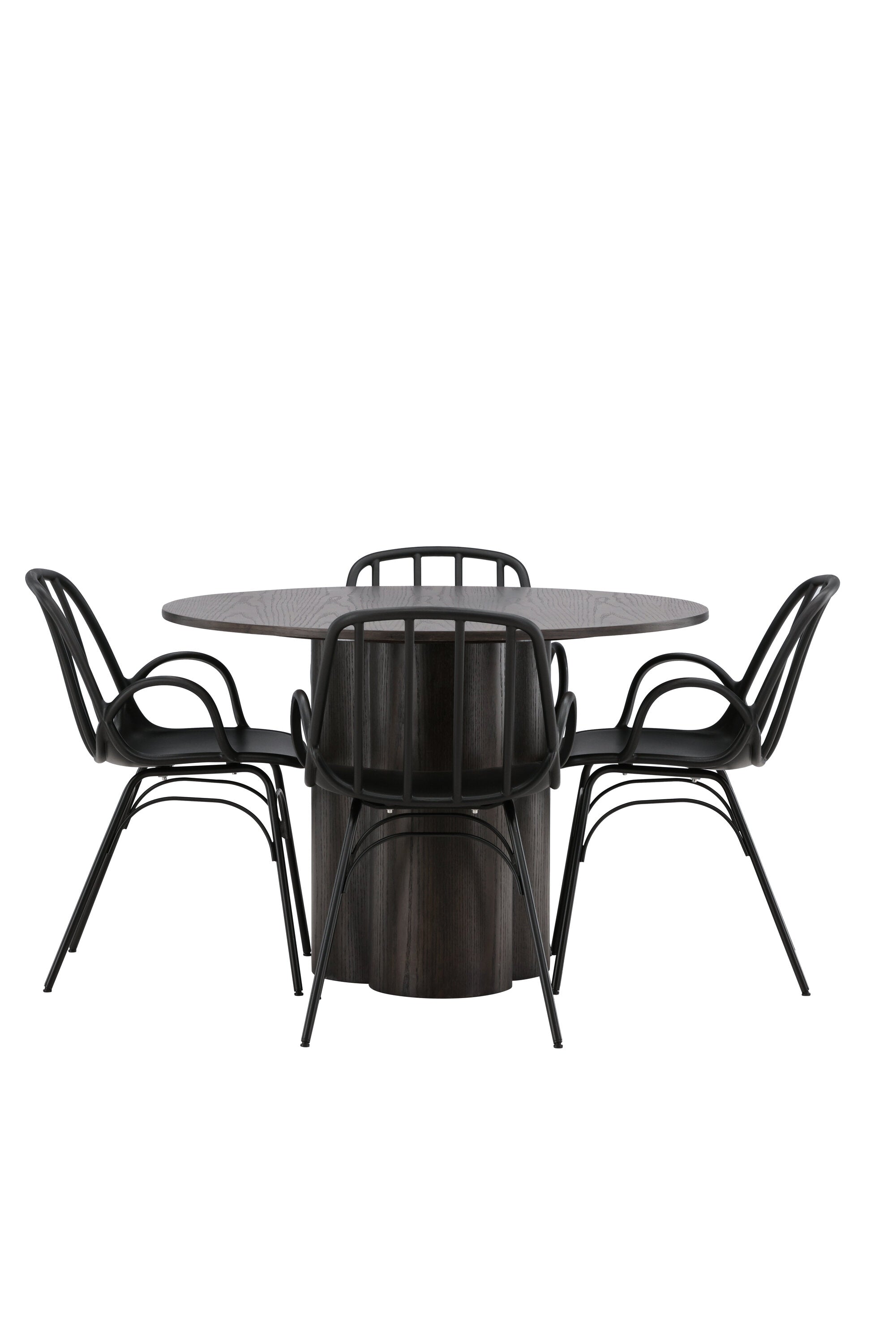 Olivia Esszimmerset + Dyrön ⌀110cm/4St. in Braun / Schwarz präsentiert im Onlineshop von KAQTU Design AG. Esszimmerset ist von Venture Home
