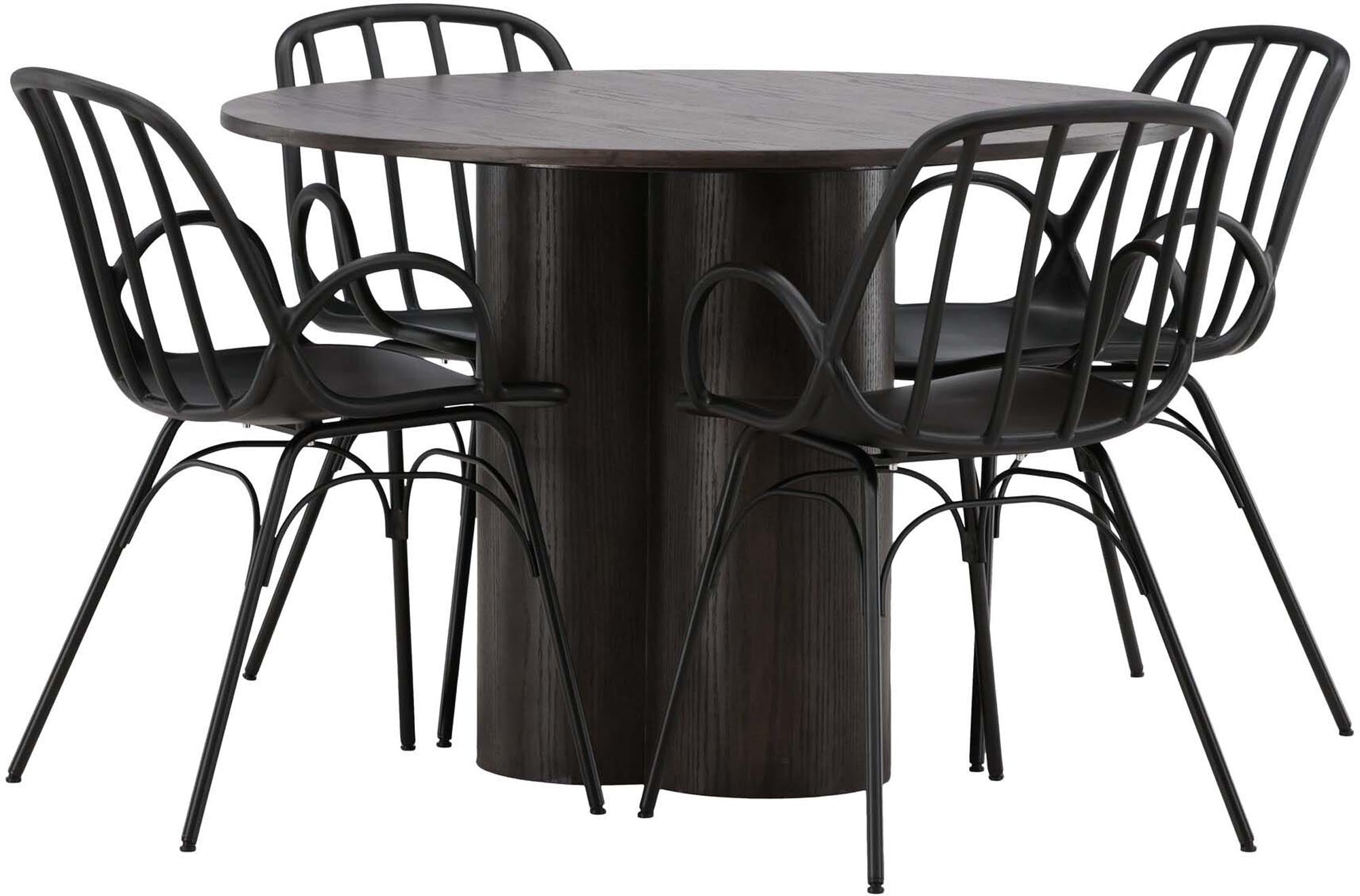 Elegantes Esszimmerset Olivia mit Dyrön Tisch (110cm) und 4 komfortablen Stühlen. Ideal für stilvolle Essbereiche und gesellige Runden.