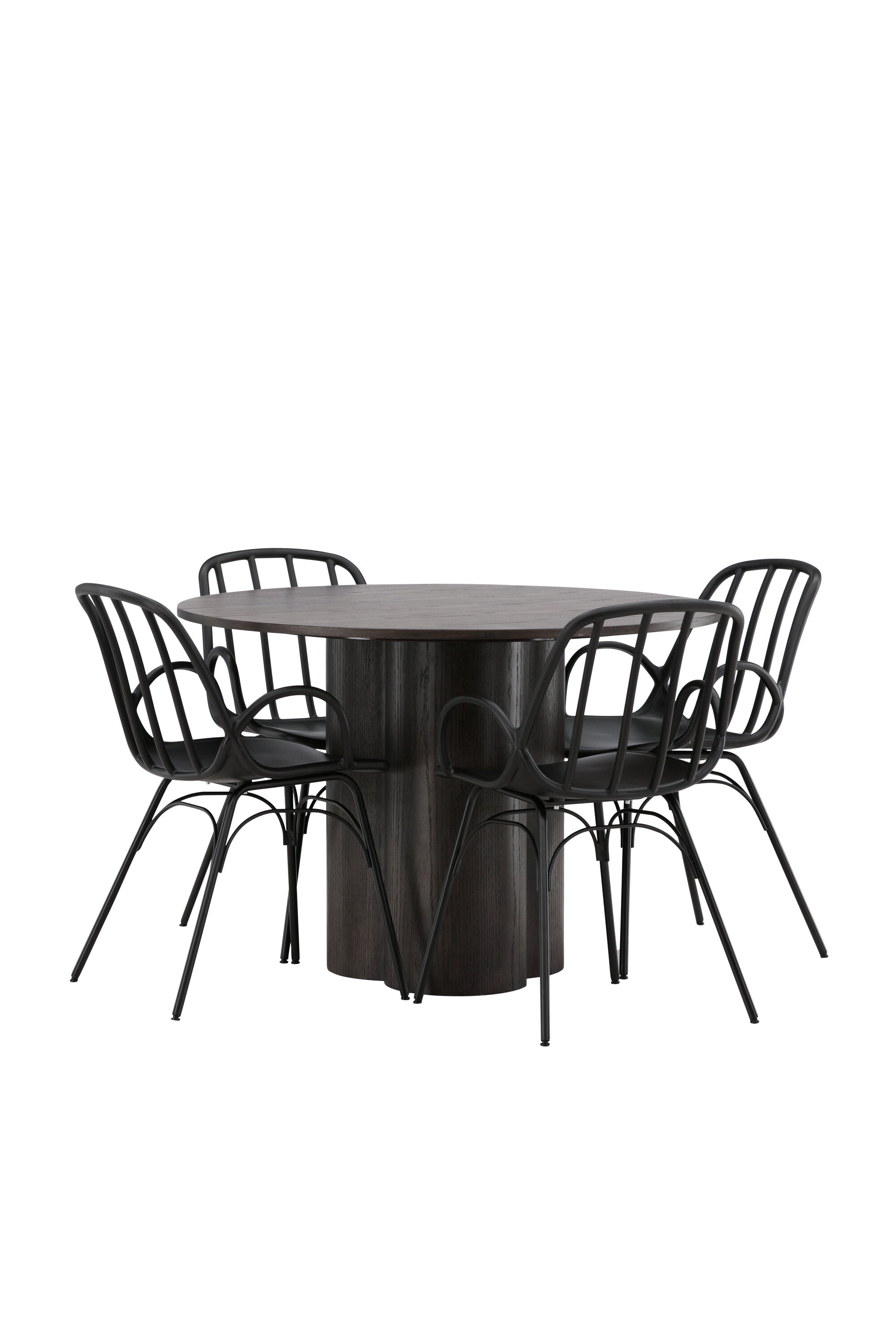 Olivia Esszimmerset + Dyrön ⌀110cm/4St. in Braun / Schwarz präsentiert im Onlineshop von KAQTU Design AG. Esszimmerset ist von Venture Home