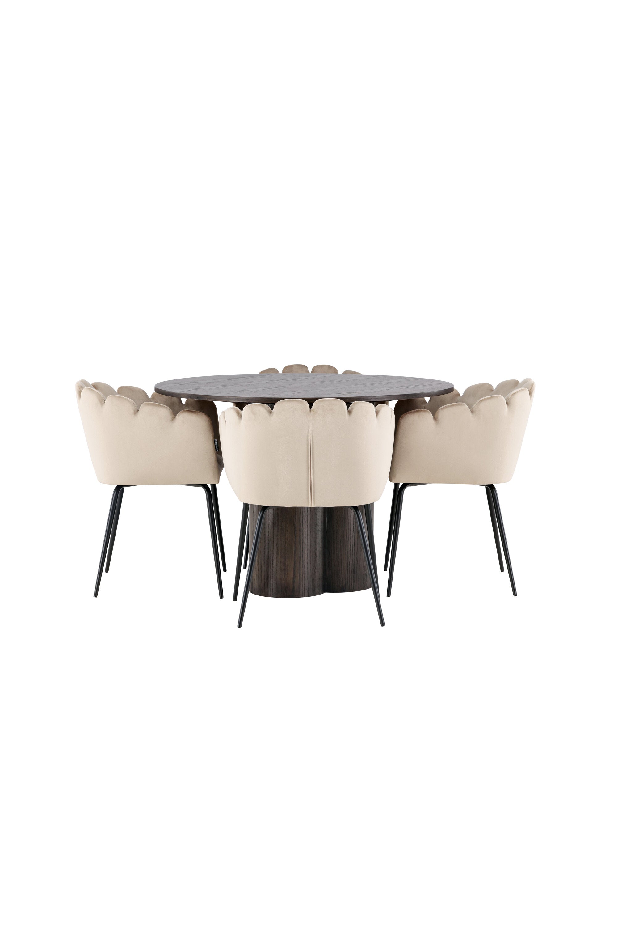 Olivia Esszimmer Set + Limhamn ⌀110cm/4St. in Braun / Beige präsentiert im Onlineshop von KAQTU Design AG. Esszimmerset ist von Venture Home