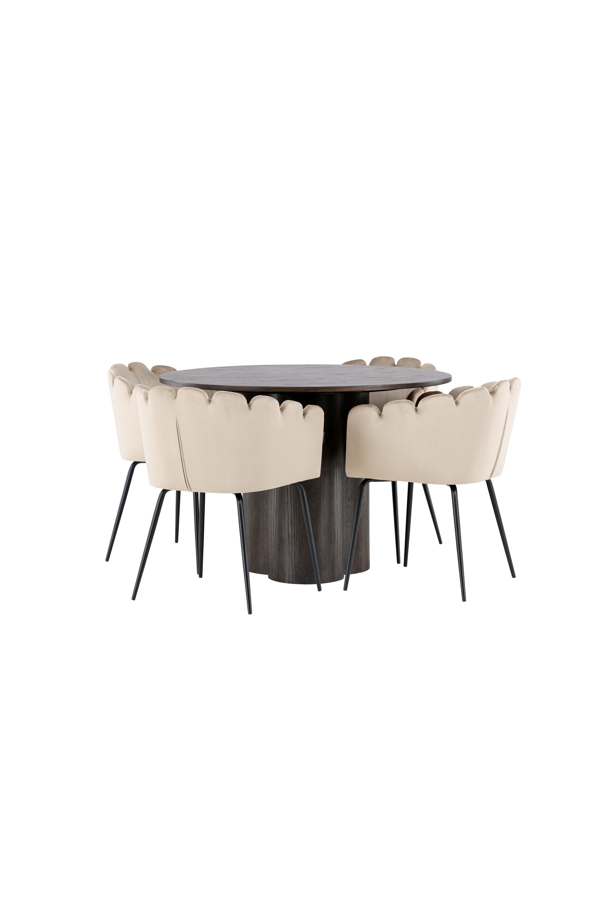 Olivia Esszimmer Set + Limhamn ⌀110cm/4St. in Braun / Beige präsentiert im Onlineshop von KAQTU Design AG. Esszimmerset ist von Venture Home