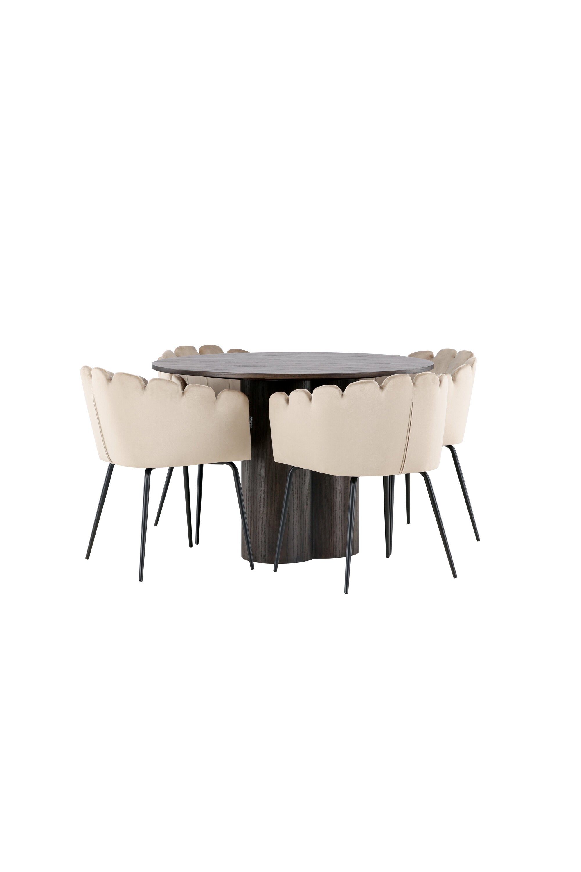 Olivia Esszimmer Set + Limhamn ⌀110cm/4St. in Braun / Beige präsentiert im Onlineshop von KAQTU Design AG. Esszimmerset ist von Venture Home
