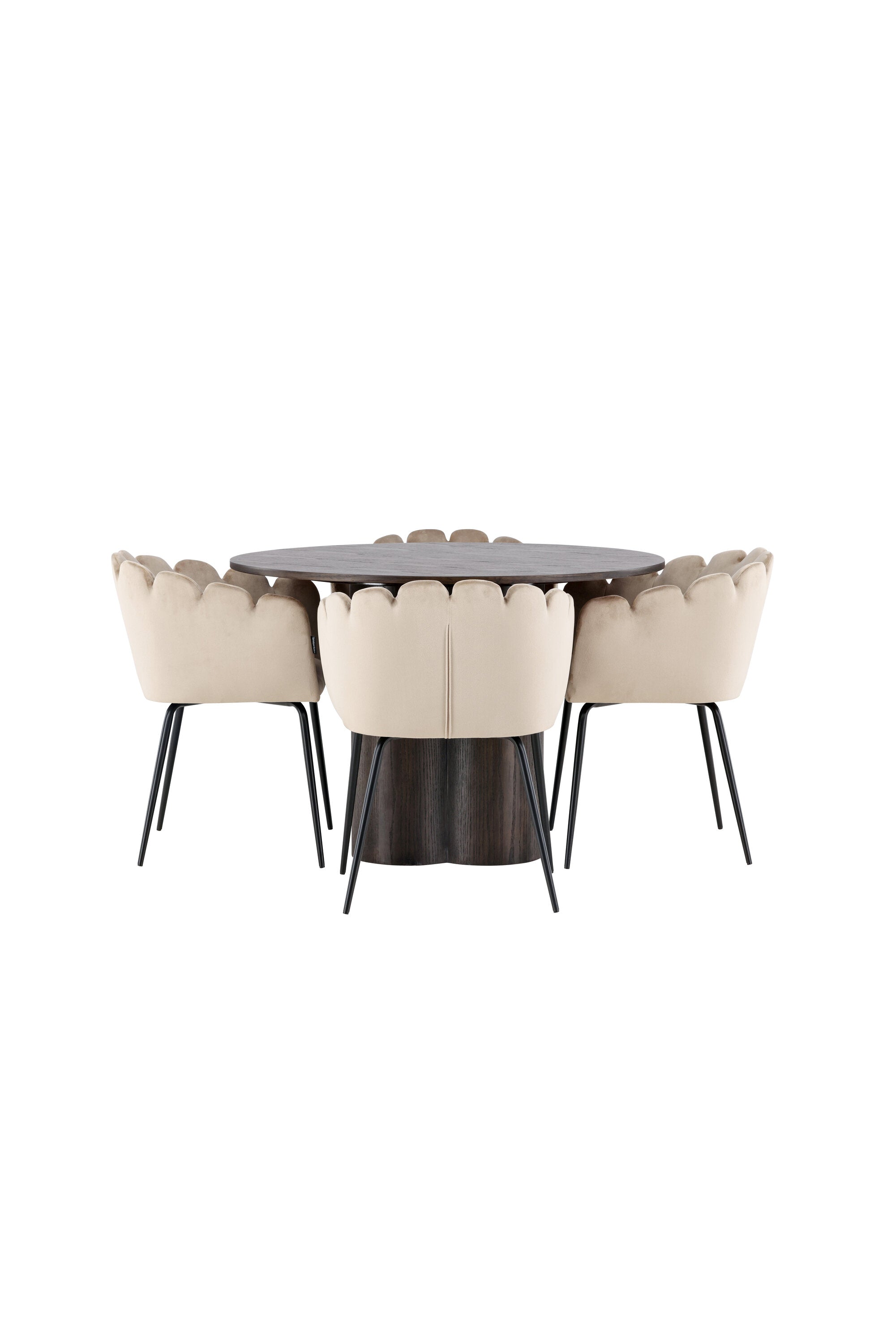 Olivia Esszimmer Set + Limhamn ⌀110cm/4St. in Braun / Beige präsentiert im Onlineshop von KAQTU Design AG. Esszimmerset ist von Venture Home