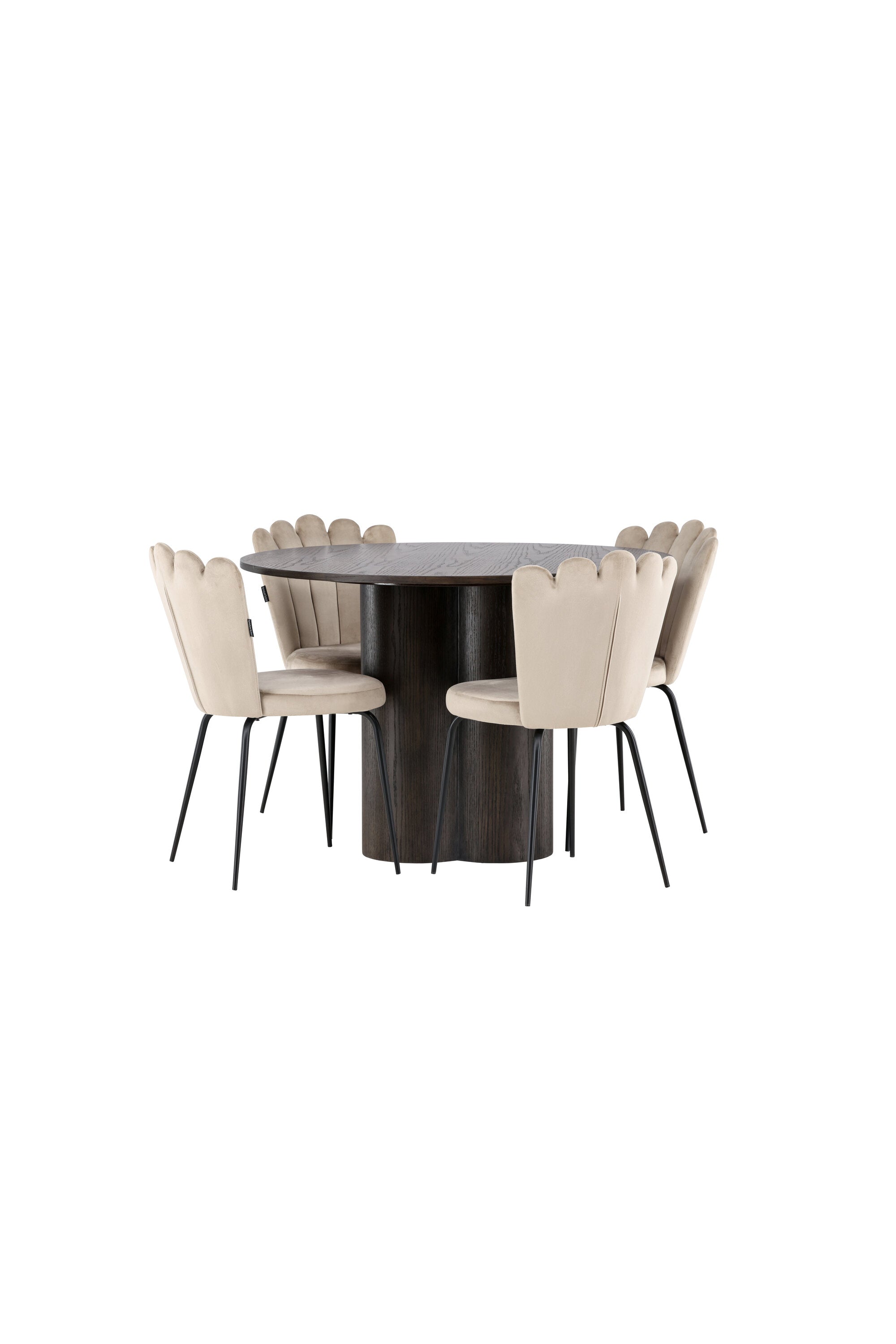 Olivia Esszimmer Set + Limhamn Light ⌀110cm/4St. in Braun / Beige präsentiert im Onlineshop von KAQTU Design AG. Esszimmerset ist von Venture Home