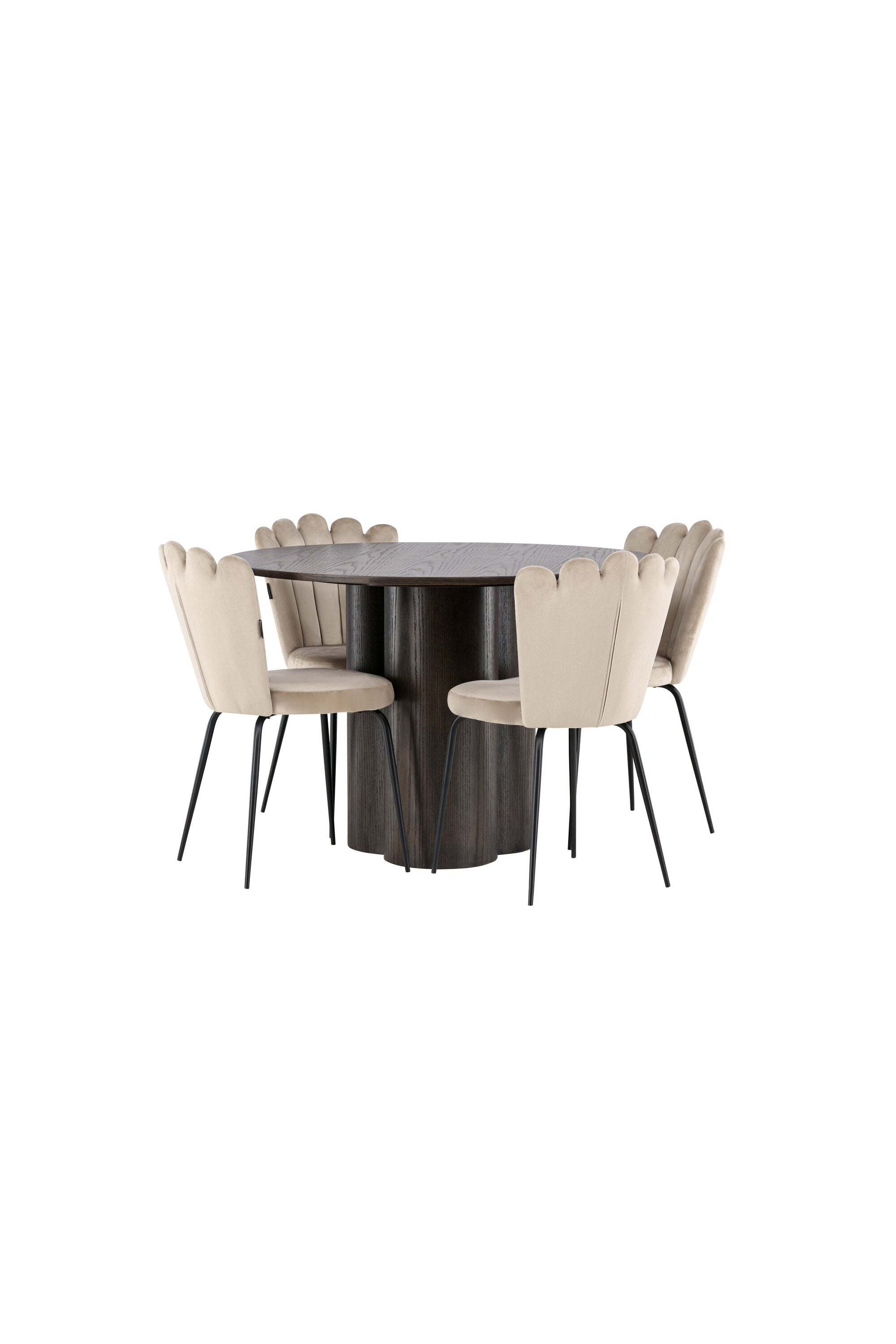 Olivia Esszimmer Set + Limhamn Light ⌀110cm/4St. in Braun / Beige präsentiert im Onlineshop von KAQTU Design AG. Esszimmerset ist von Venture Home