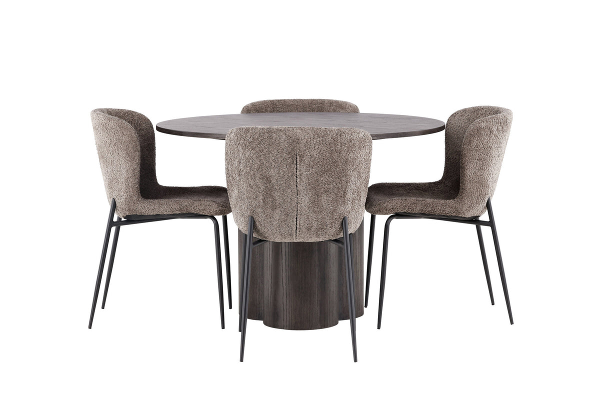 Olivia Esszimmer Set + Modesto ⌀110cm/4St. in Braun / Beige präsentiert im Onlineshop von KAQTU Design AG. Esszimmerset ist von Venture Home