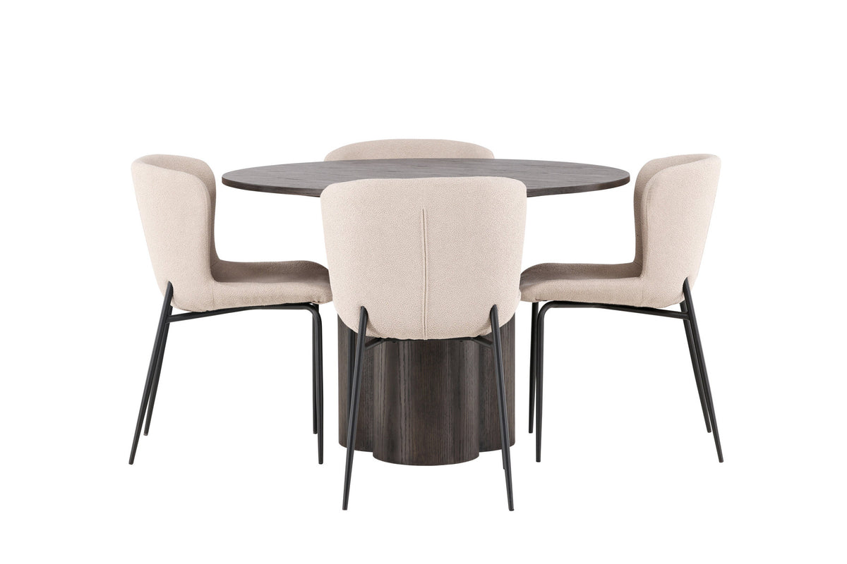Olivia Esszimmer Set + Modesto ⌀110cm/4St. in Braun / Beige / Grau präsentiert im Onlineshop von KAQTU Design AG. Esszimmerset ist von Venture Home