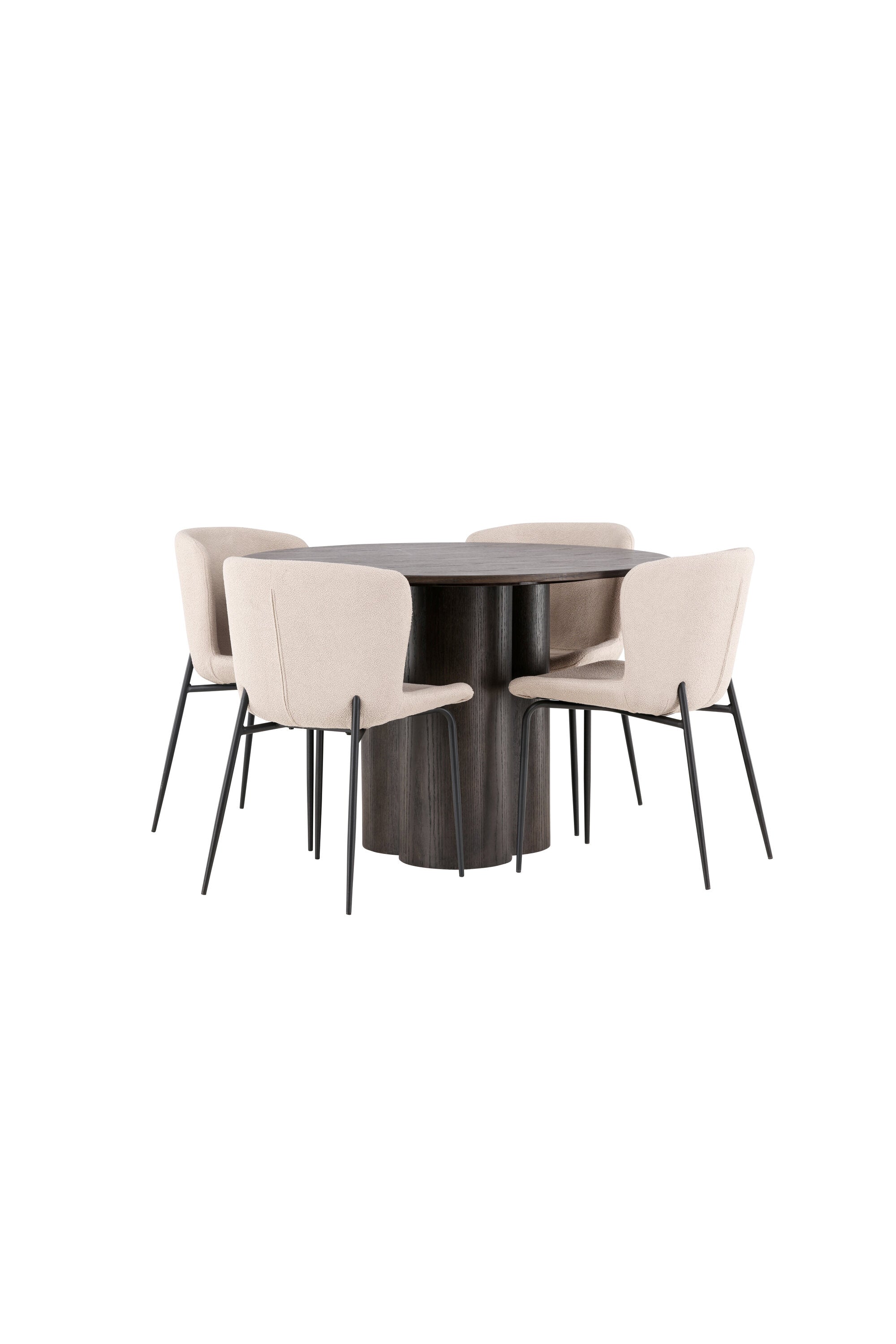 Olivia Esszimmer Set + Modesto ⌀110cm/4St. in Braun / Beige / Grau präsentiert im Onlineshop von KAQTU Design AG. Esszimmerset ist von Venture Home