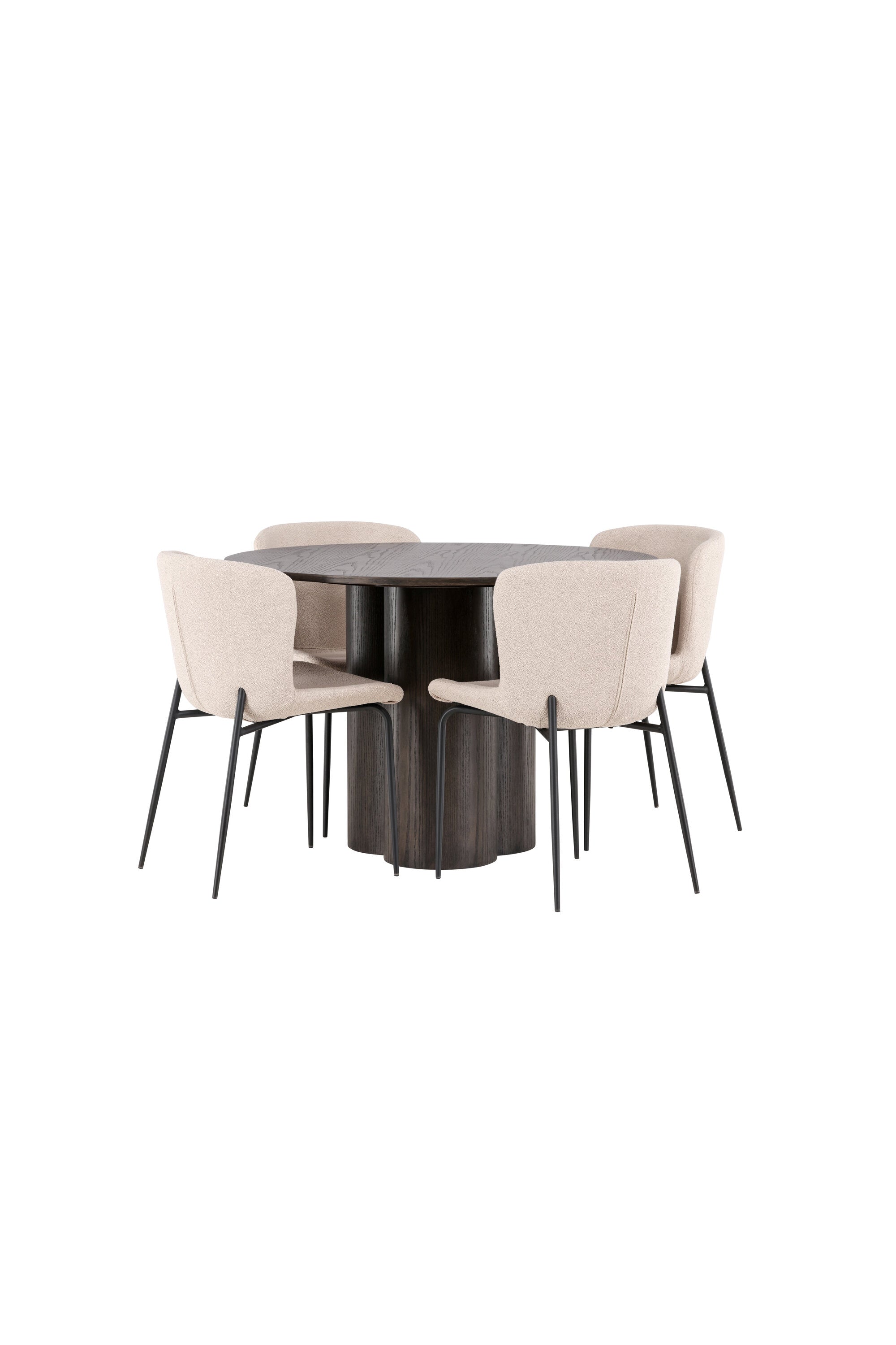 Olivia Esszimmer Set + Modesto ⌀110cm/4St. in Braun / Beige / Grau präsentiert im Onlineshop von KAQTU Design AG. Esszimmerset ist von Venture Home