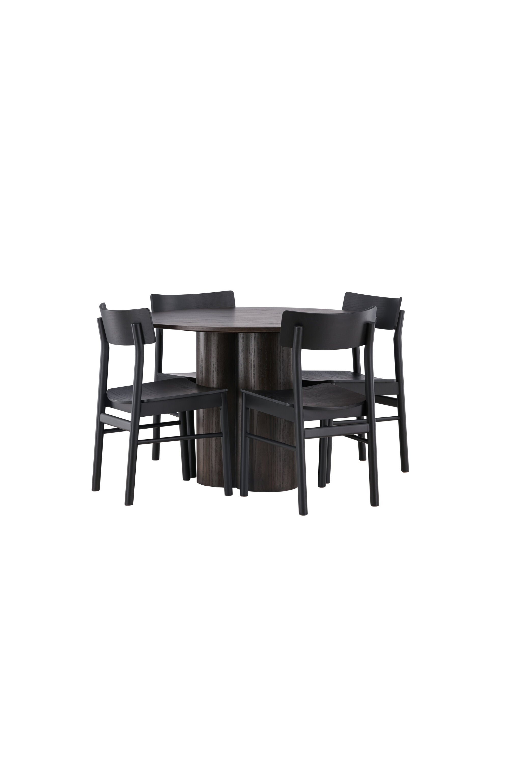 Olivia Esstisch + 4 x Montros Esszimmerstuhl in Schwarz präsentiert im Onlineshop von KAQTU Design AG. Esszimmerset ist von Venture Home