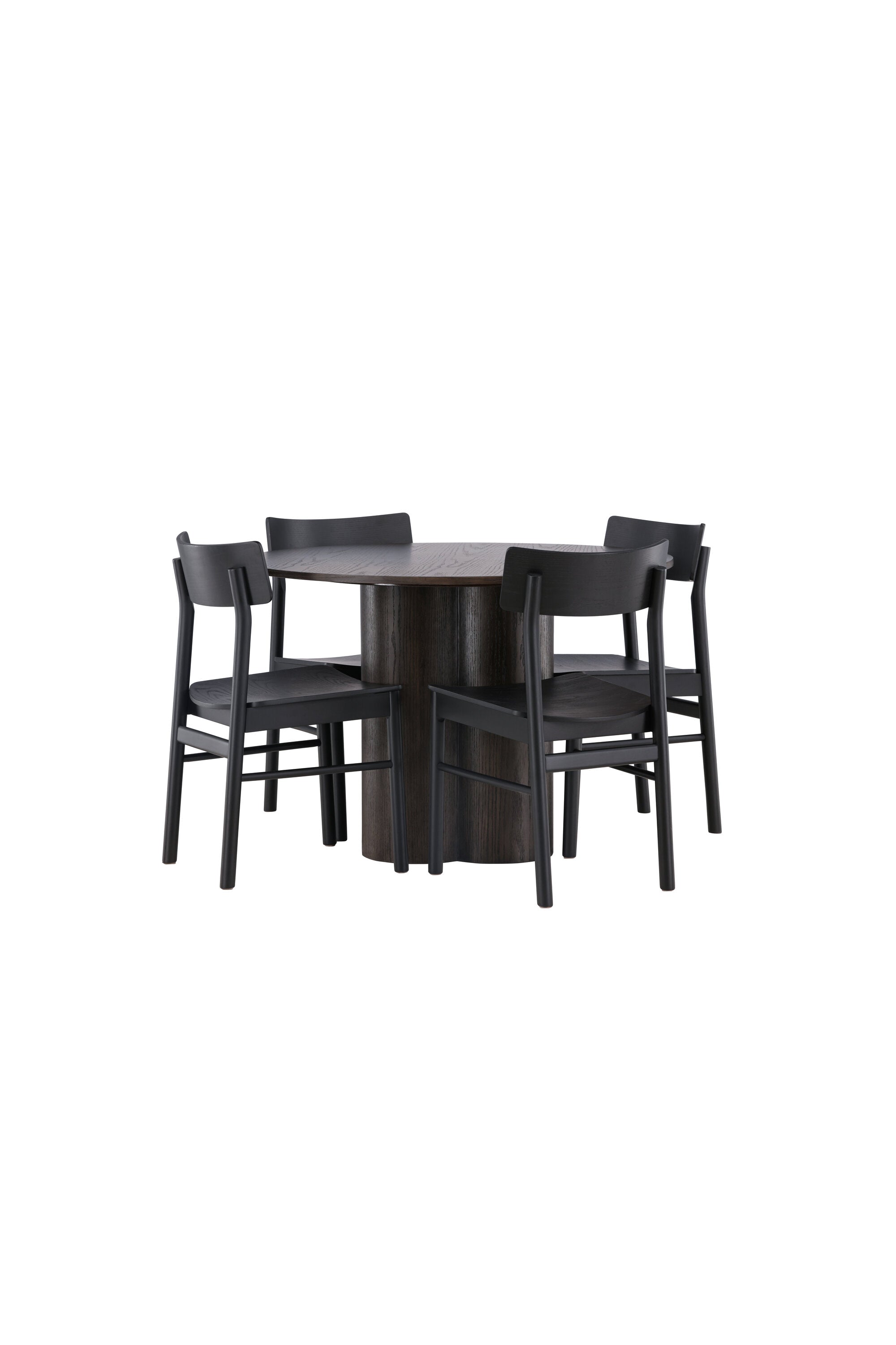 Olivia Esstisch + 4 x Montros Esszimmerstuhl in Schwarz präsentiert im Onlineshop von KAQTU Design AG. Esszimmerset ist von Venture Home