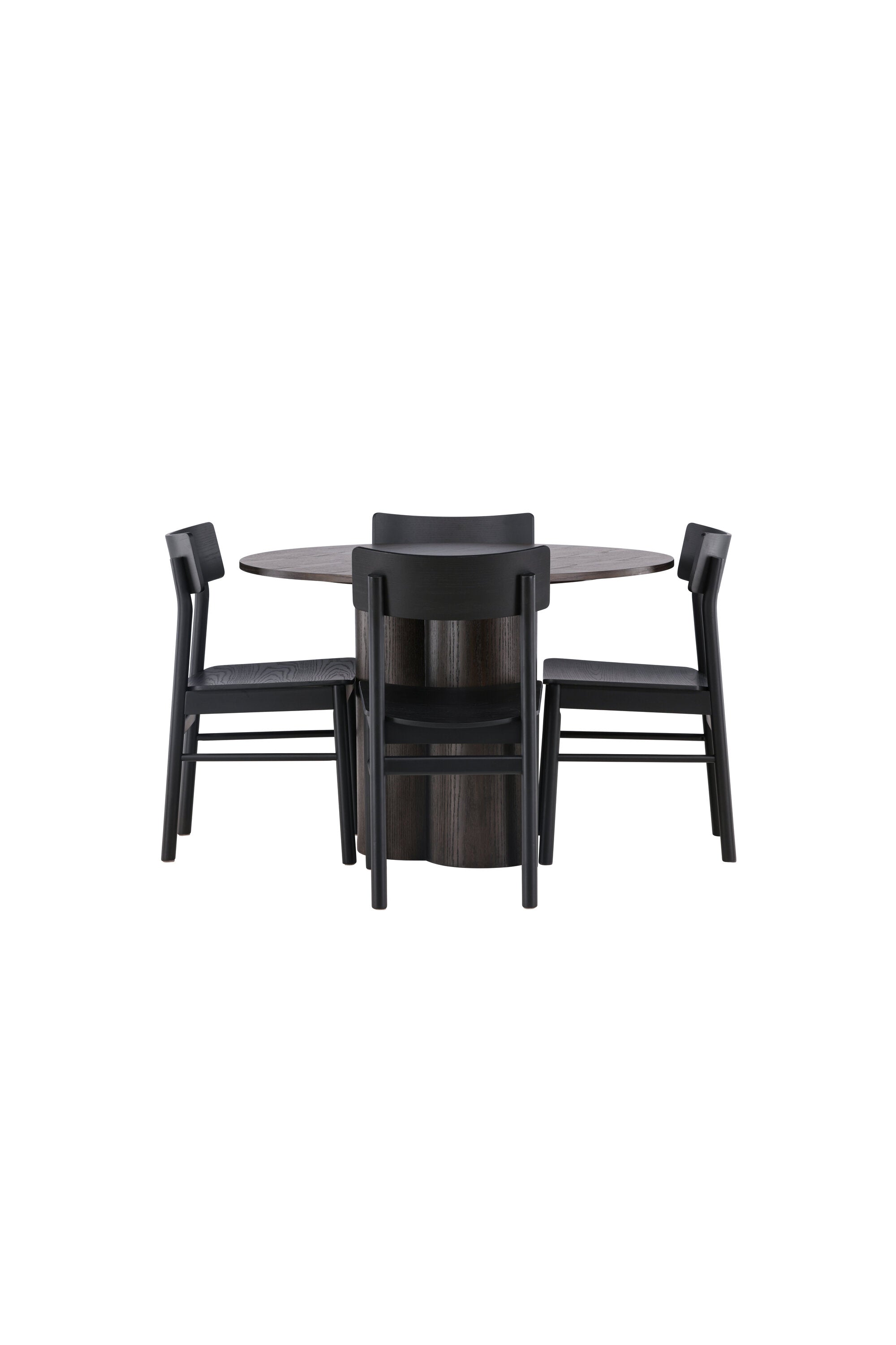 Olivia Esstisch + 4 x Montros Esszimmerstuhl in Schwarz präsentiert im Onlineshop von KAQTU Design AG. Esszimmerset ist von Venture Home