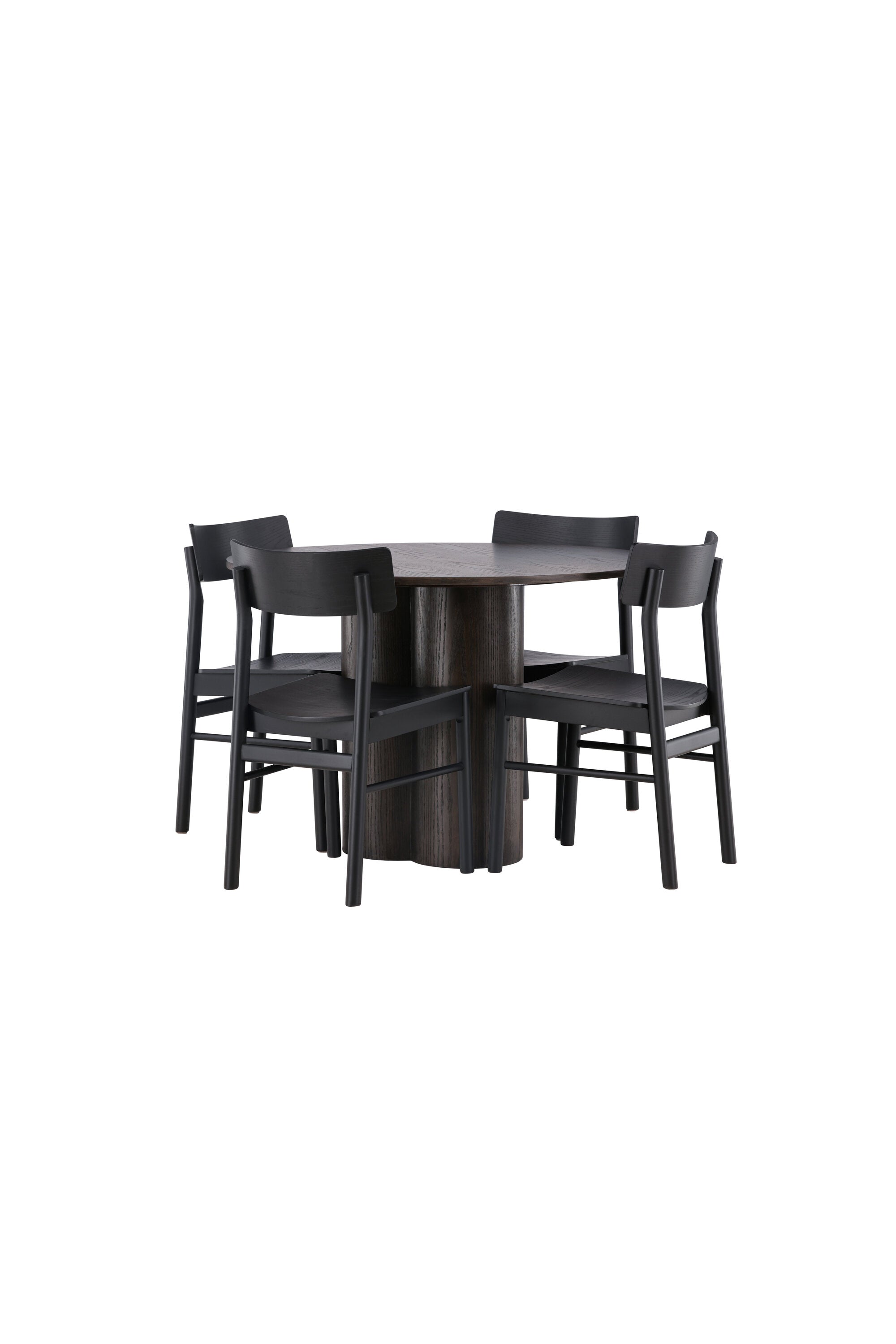 Olivia Esstisch + 4 x Montros Esszimmerstuhl in Schwarz präsentiert im Onlineshop von KAQTU Design AG. Esszimmerset ist von Venture Home