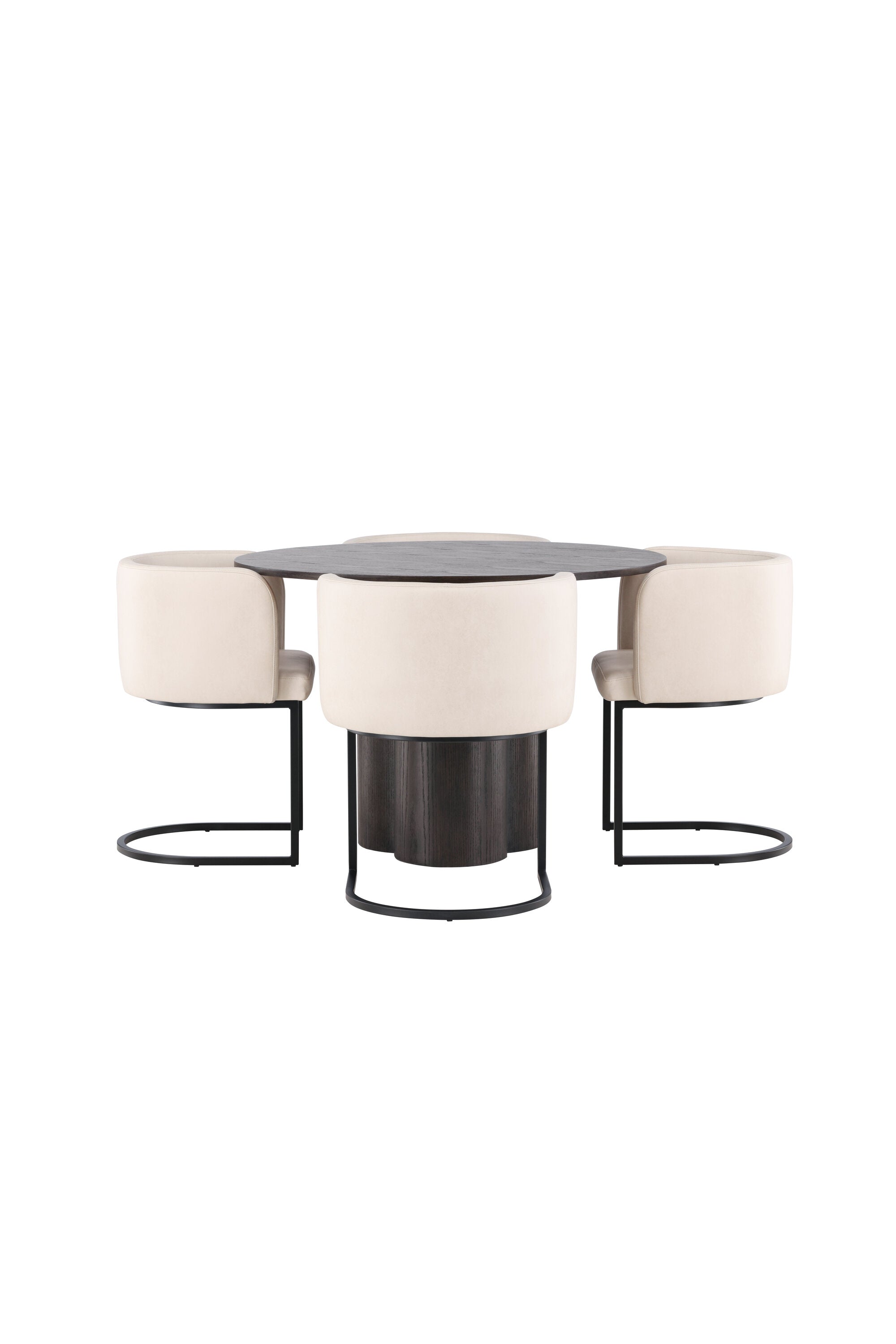Olivia Esszimmer Set + Simrishamn ⌀110cm/4St. in Braun / Beige / Schwarz präsentiert im Onlineshop von KAQTU Design AG. Esszimmerset ist von Venture Home