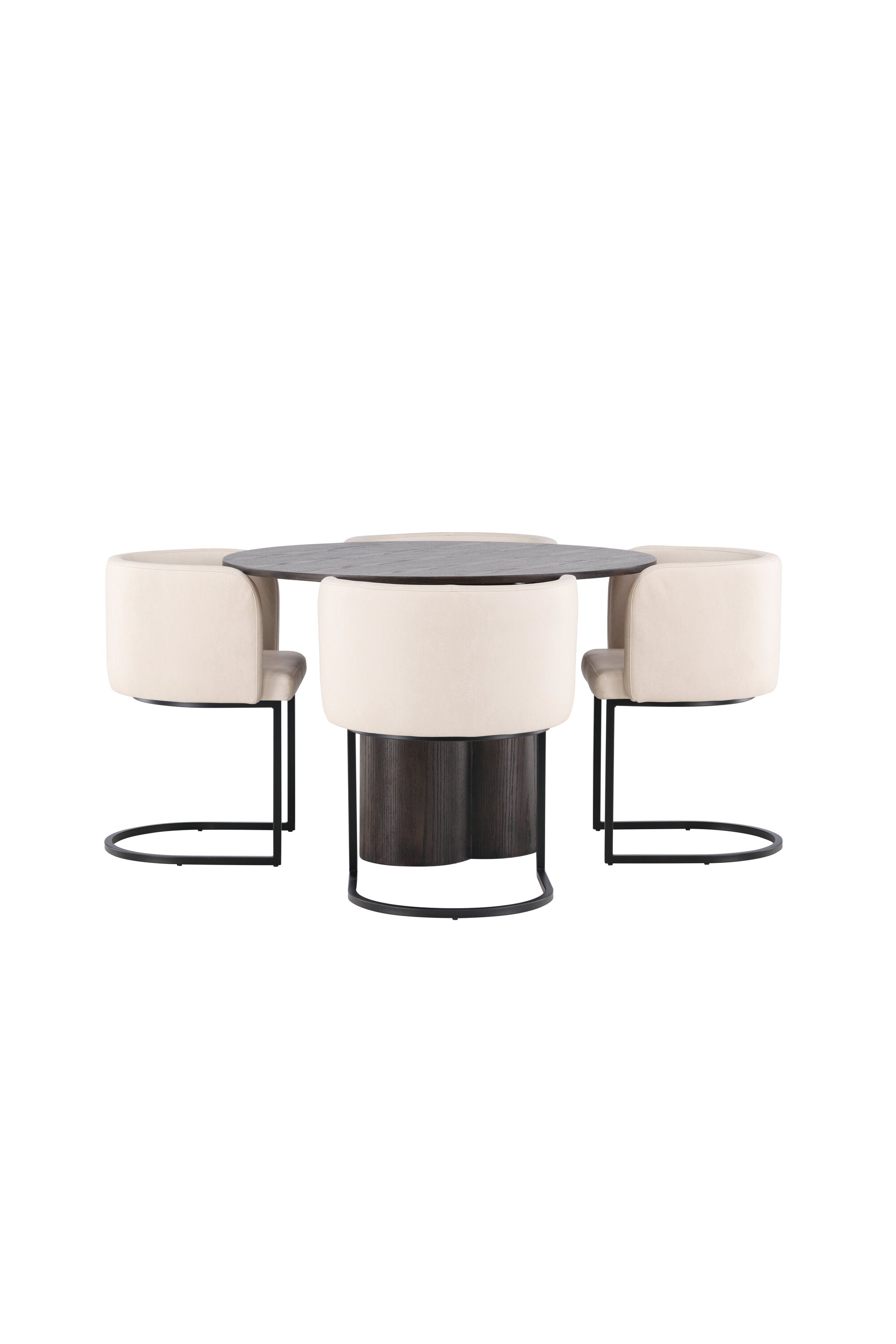 Olivia Esszimmer Set + Simrishamn ⌀110cm/4St. in Braun / Beige / Schwarz präsentiert im Onlineshop von KAQTU Design AG. Esszimmerset ist von Venture Home