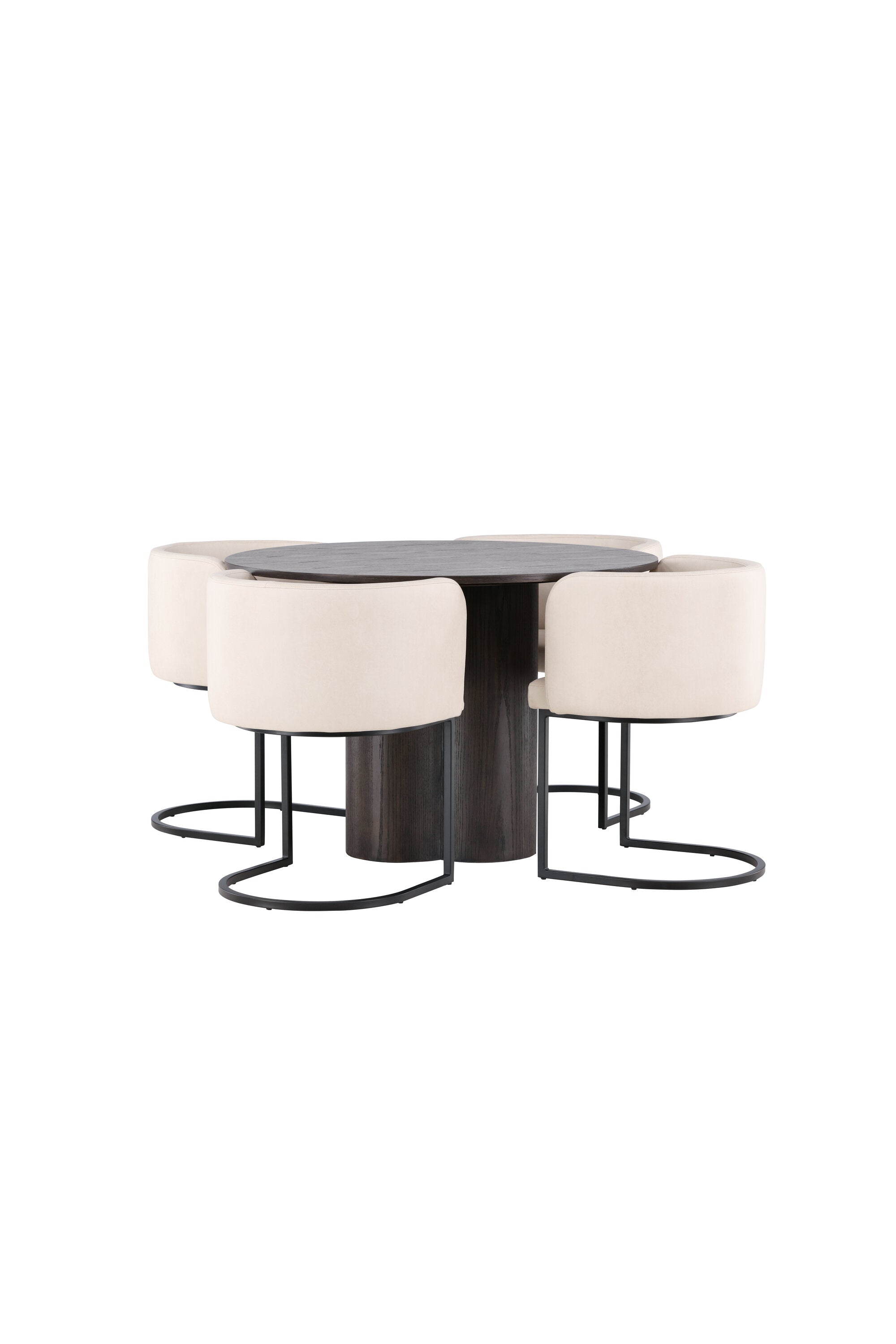 Olivia Esszimmer Set + Simrishamn ⌀110cm/4St. in Braun / Beige / Schwarz präsentiert im Onlineshop von KAQTU Design AG. Esszimmerset ist von Venture Home