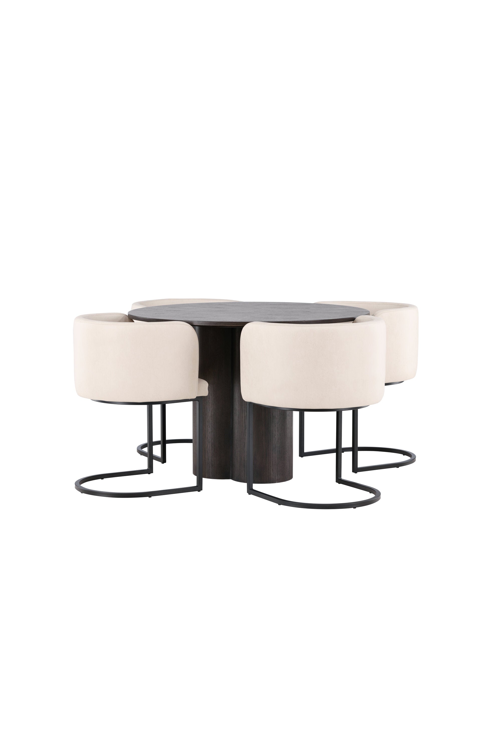 Olivia Esszimmer Set + Simrishamn ⌀110cm/4St. in Braun / Beige / Schwarz präsentiert im Onlineshop von KAQTU Design AG. Esszimmerset ist von Venture Home