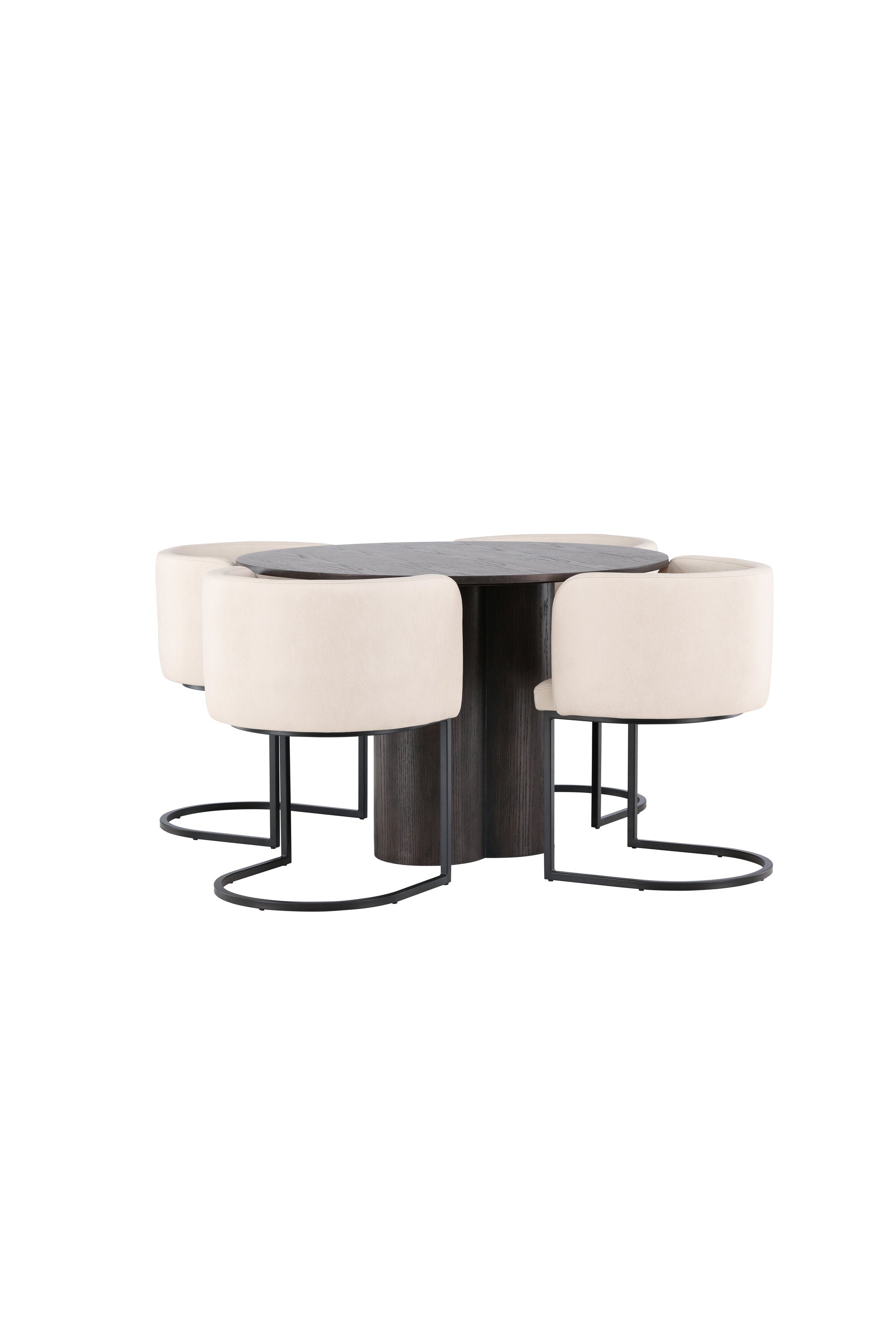 Olivia Esszimmer Set + Simrishamn ⌀110cm/4St. in Braun / Beige / Schwarz präsentiert im Onlineshop von KAQTU Design AG. Esszimmerset ist von Venture Home