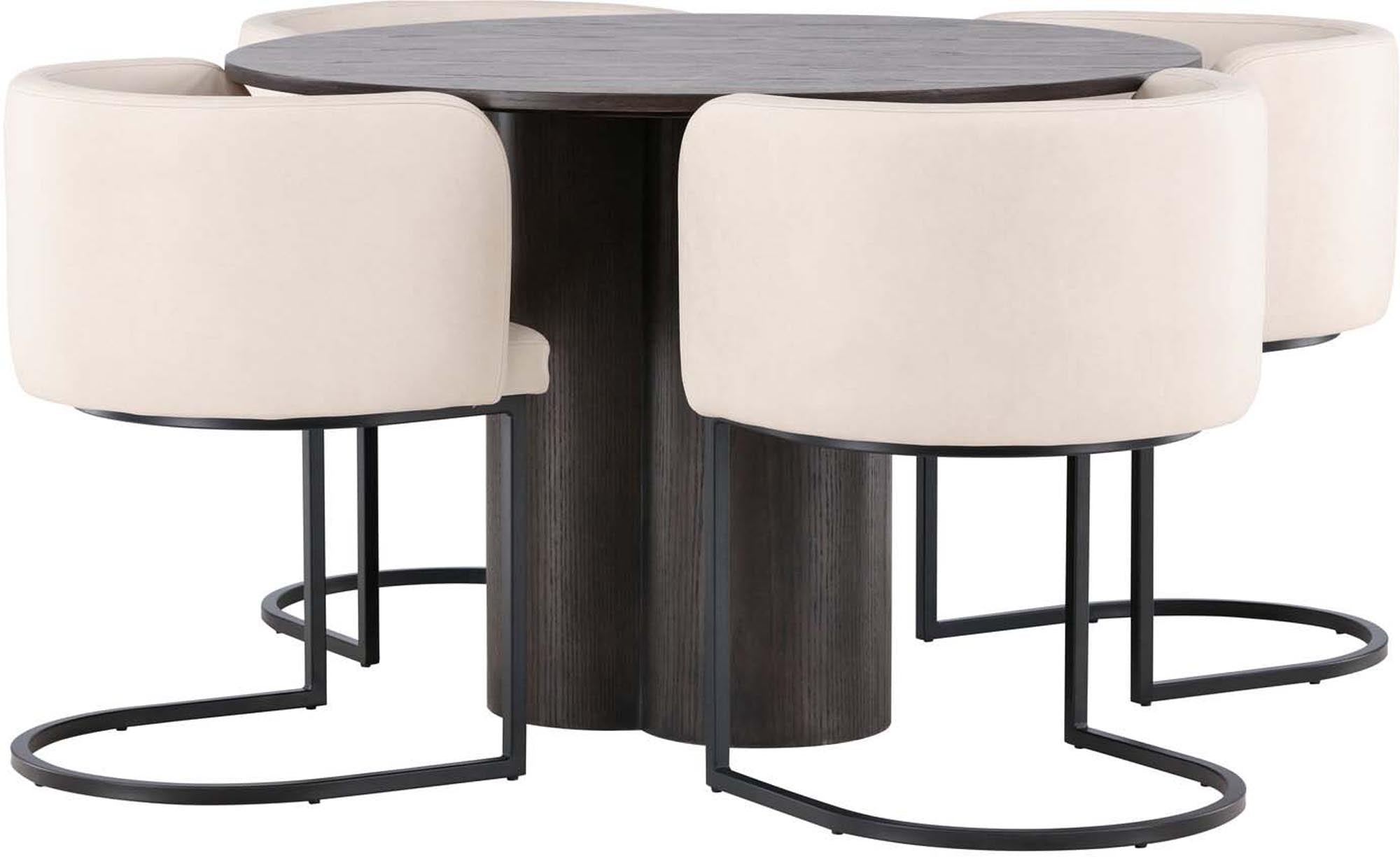 Elegantes Olivia Esszimmer Set mit runden Tisch (⌀110cm) und 4 ergonomischen Stühlen. Ideal für gesellige Abende und stilvolle Einrichtung.