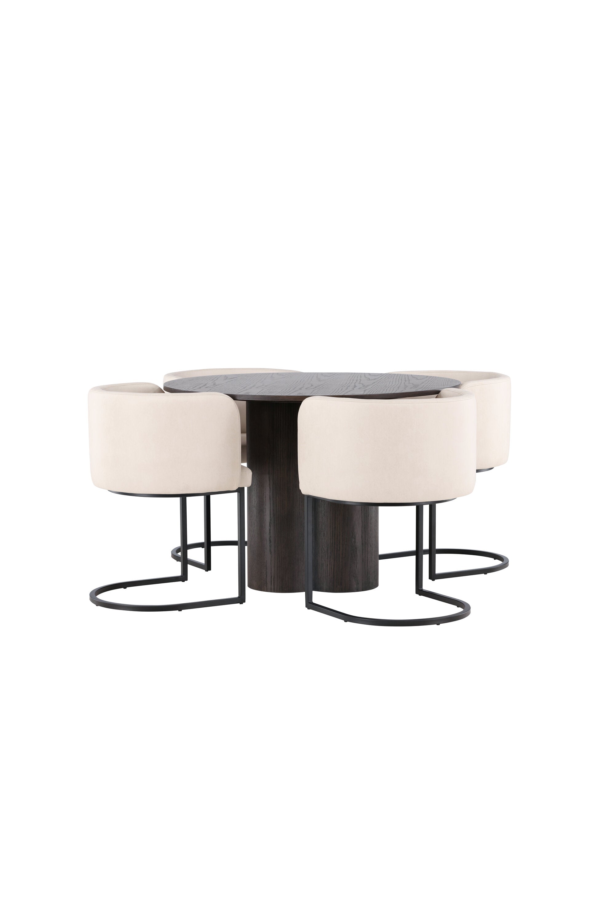Olivia Esszimmer Set + Simrishamn ⌀110cm/4St. in Braun / Beige / Schwarz präsentiert im Onlineshop von KAQTU Design AG. Esszimmerset ist von Venture Home