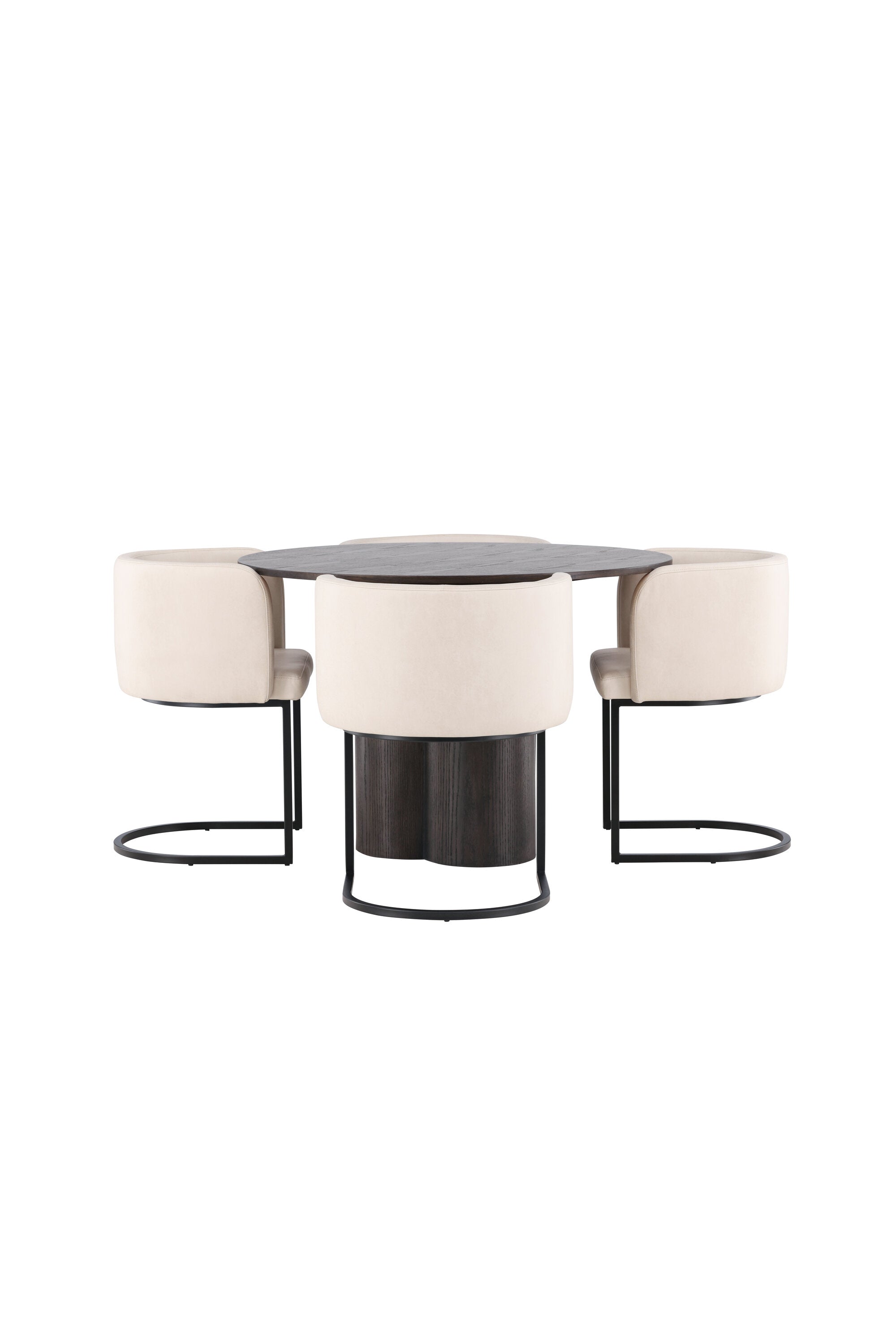 Olivia Esszimmer Set + Simrishamn ⌀110cm/4St. in Braun / Beige / Schwarz präsentiert im Onlineshop von KAQTU Design AG. Esszimmerset ist von Venture Home