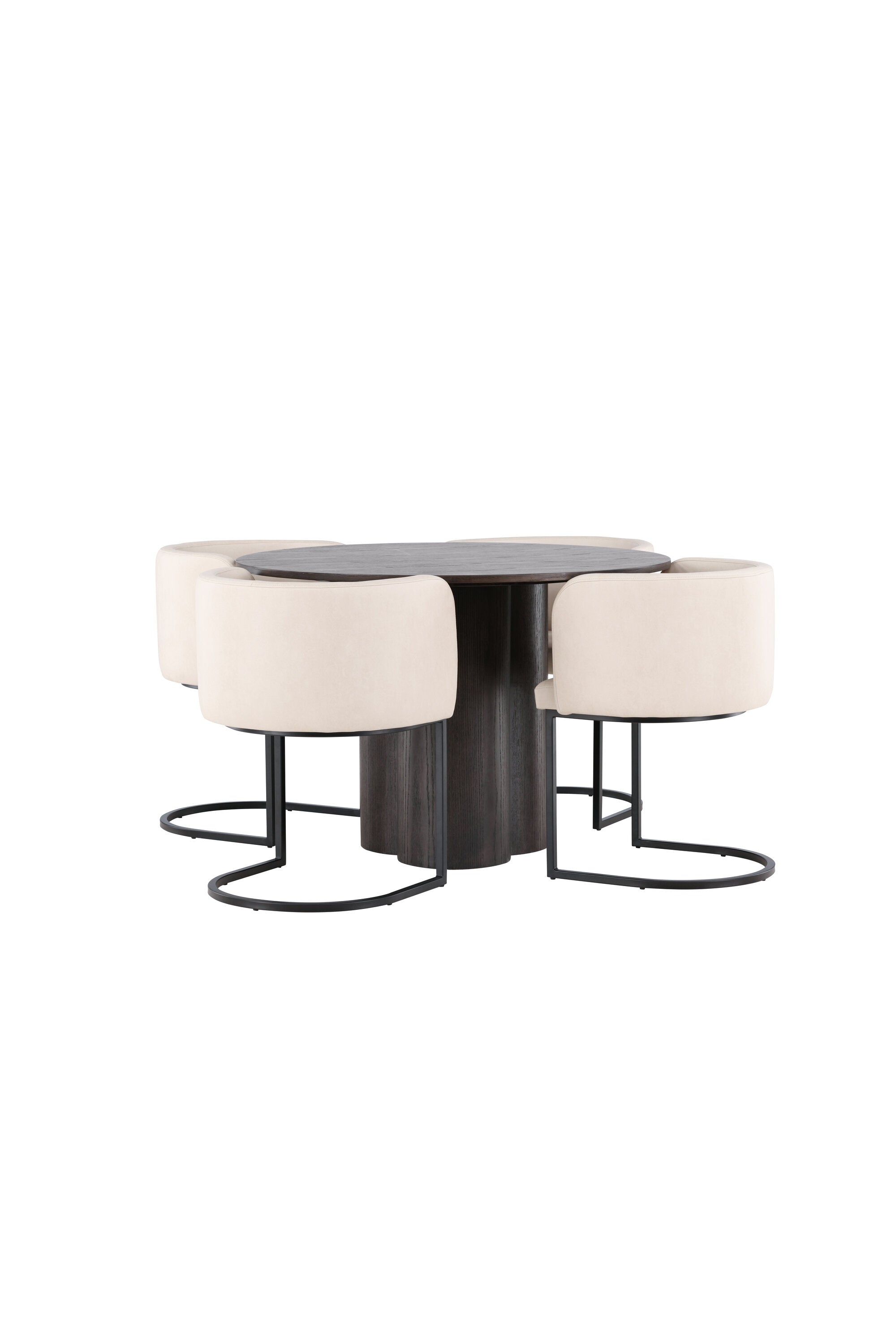 Olivia Esszimmer Set + Simrishamn ⌀110cm/4St. in Braun / Beige / Schwarz präsentiert im Onlineshop von KAQTU Design AG. Esszimmerset ist von Venture Home