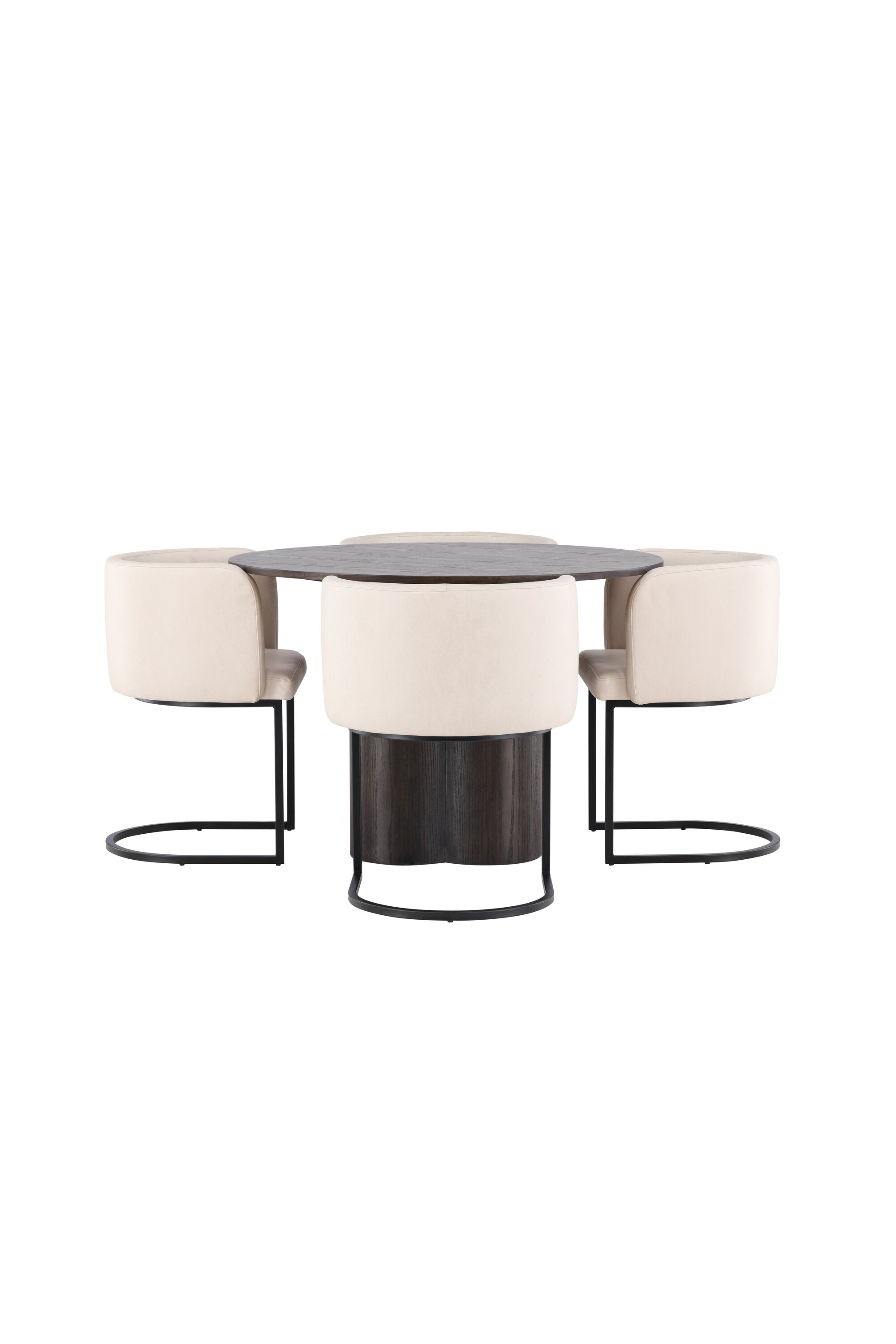 Olivia Esszimmer Set + Simrishamn ⌀110cm/4St. in Braun / Beige / Schwarz präsentiert im Onlineshop von KAQTU Design AG. Esszimmerset ist von Venture Home