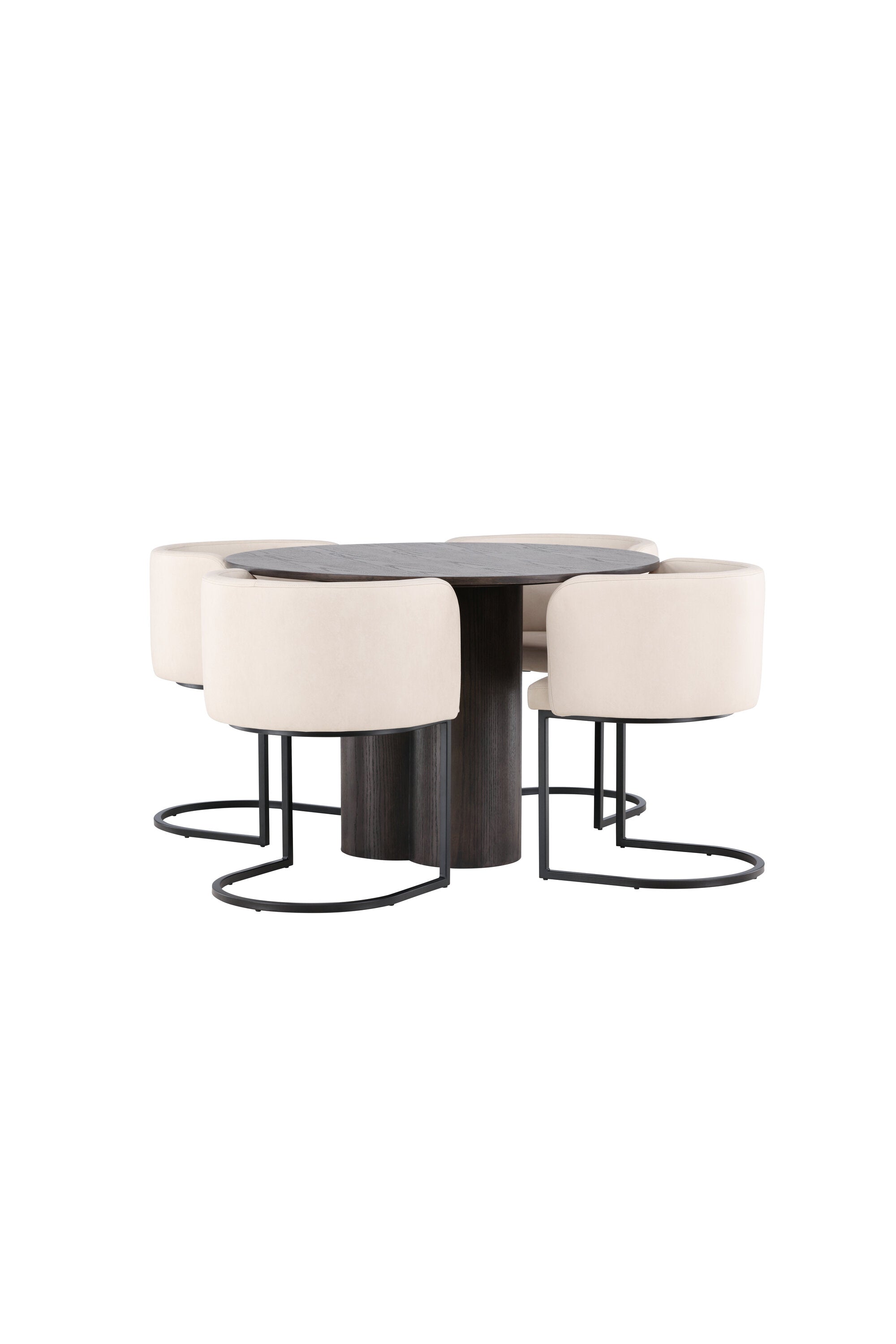 Olivia Esszimmer Set + Simrishamn ⌀110cm/4St. in Braun / Beige / Schwarz präsentiert im Onlineshop von KAQTU Design AG. Esszimmerset ist von Venture Home