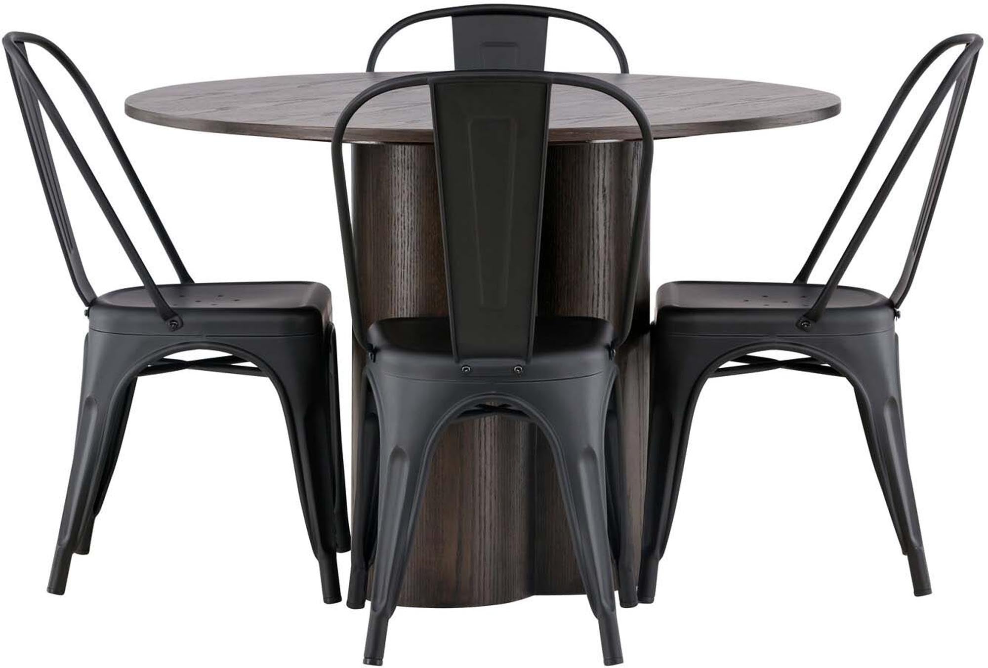 Stilvolles Olivia Esszimmer Set: Runder Tisch mit 4 Stühlen, Venture.