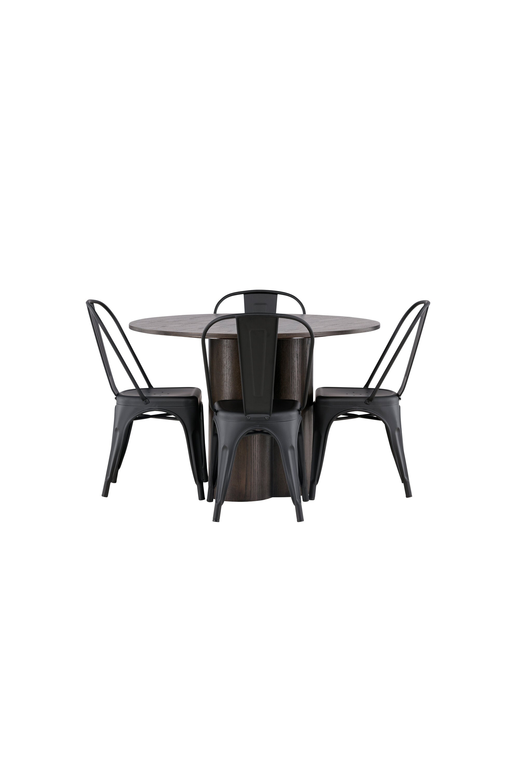 Olivia Esszimmer Set + Tempe ⌀110cm/4St. in Braun / Schwarz präsentiert im Onlineshop von KAQTU Design AG. Esszimmerset ist von Venture Home