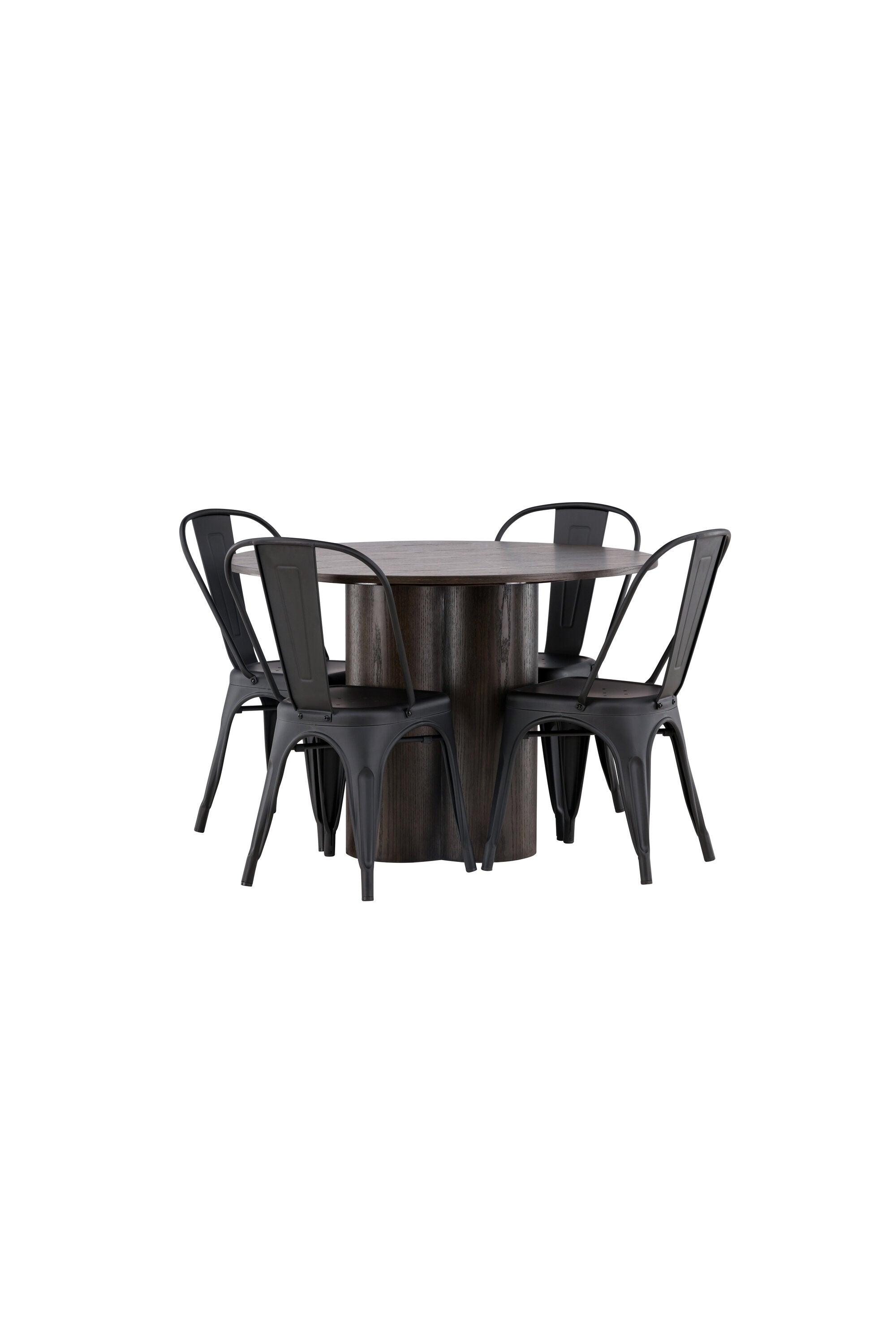 Olivia Esszimmer Set + Tempe ⌀110cm/4St. in Braun / Schwarz präsentiert im Onlineshop von KAQTU Design AG. Esszimmerset ist von Venture Home