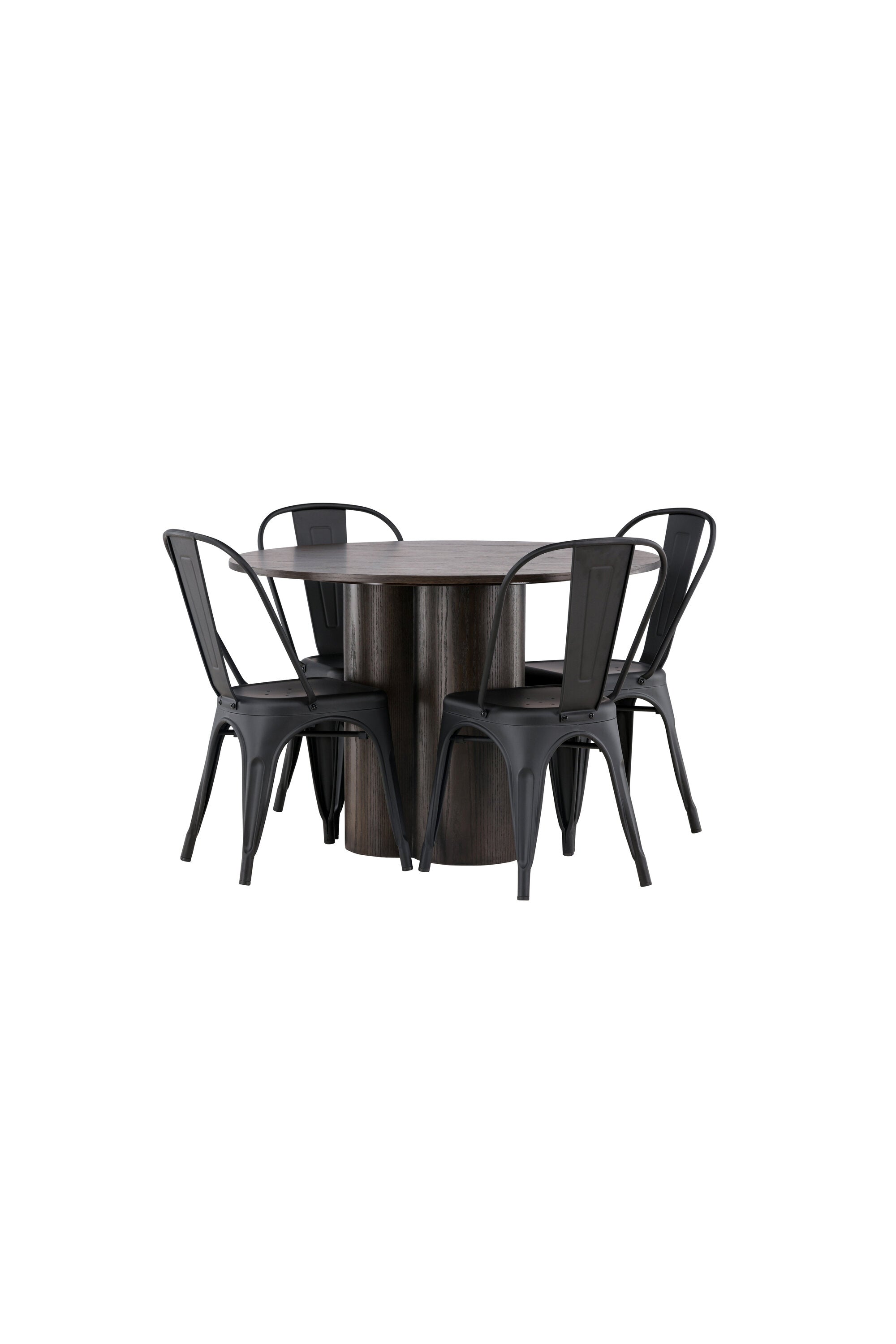 Olivia Esszimmer Set + Tempe ⌀110cm/4St. in Braun / Schwarz präsentiert im Onlineshop von KAQTU Design AG. Esszimmerset ist von Venture Home